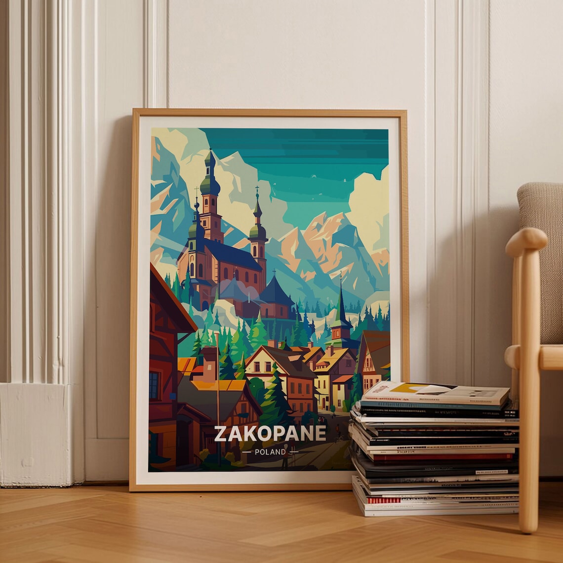 Zakopane Poland Alpine Church Mountain Village Winter Travel Poster
