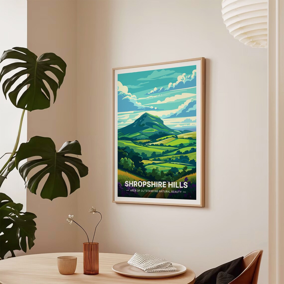 Shropshire Hills Rolling Green Countryside Vintage Travel Poster - Image 2
