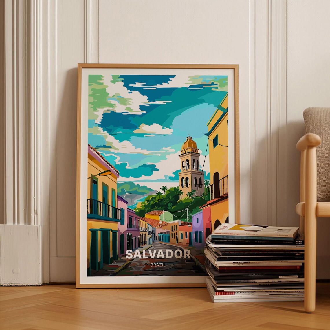 Salvador Brazil Travel Poster, Artistic Wall Decor