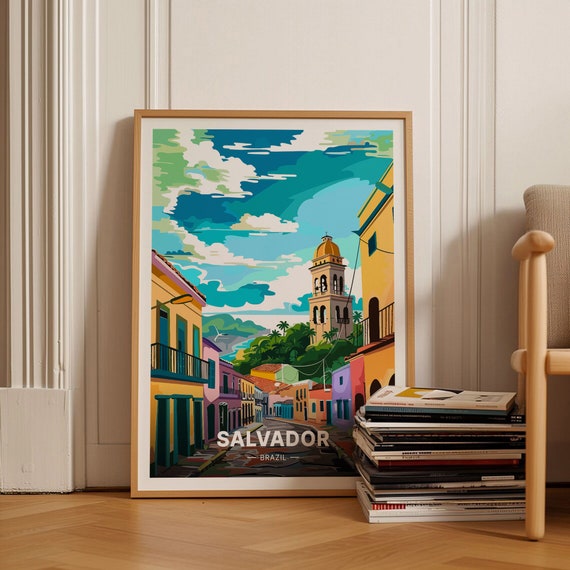 Salvador Brazil Travel Poster, Artistic Wall Decor