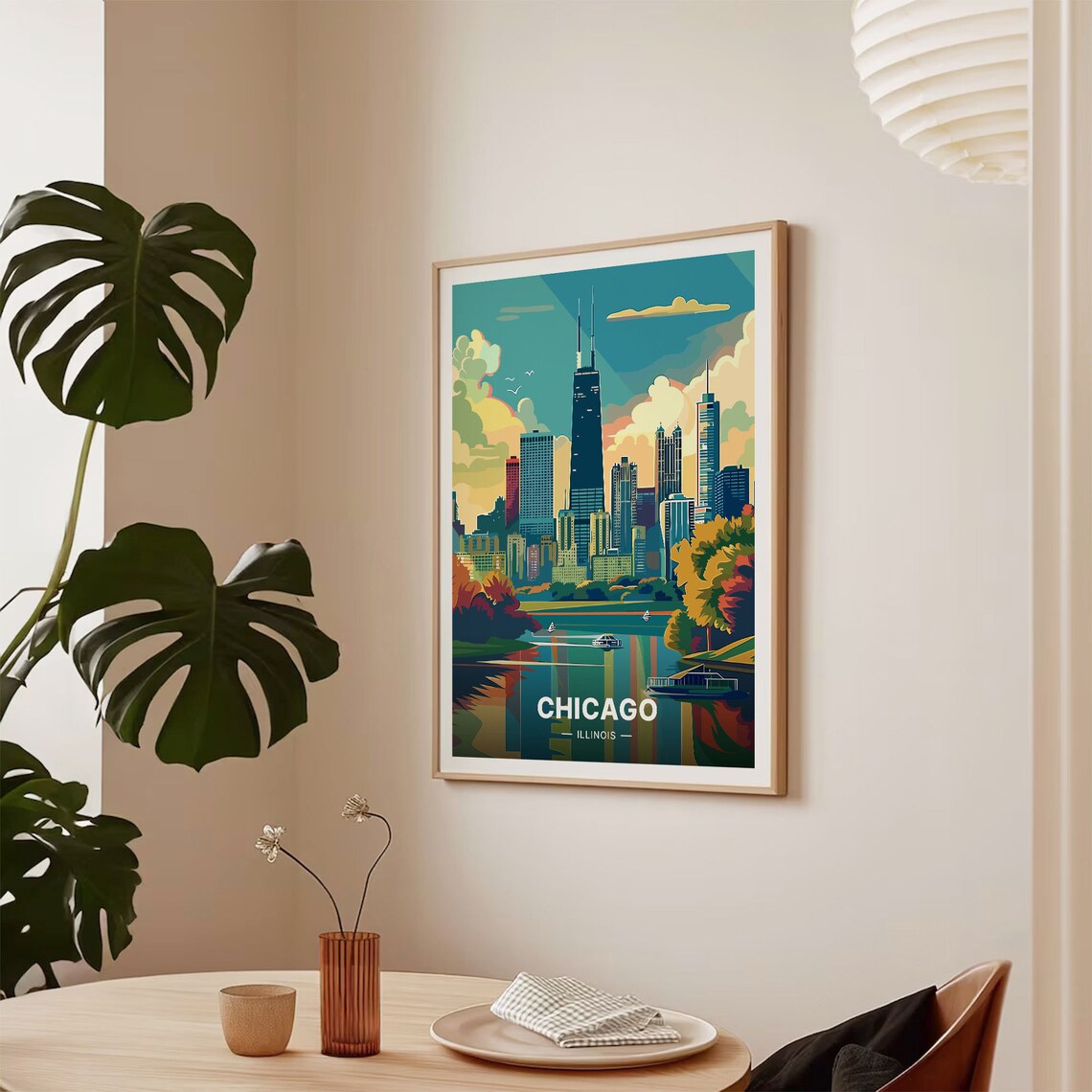 Chicago Skyline Travel Poster, Illinois Cityscape Art Print - Image 2