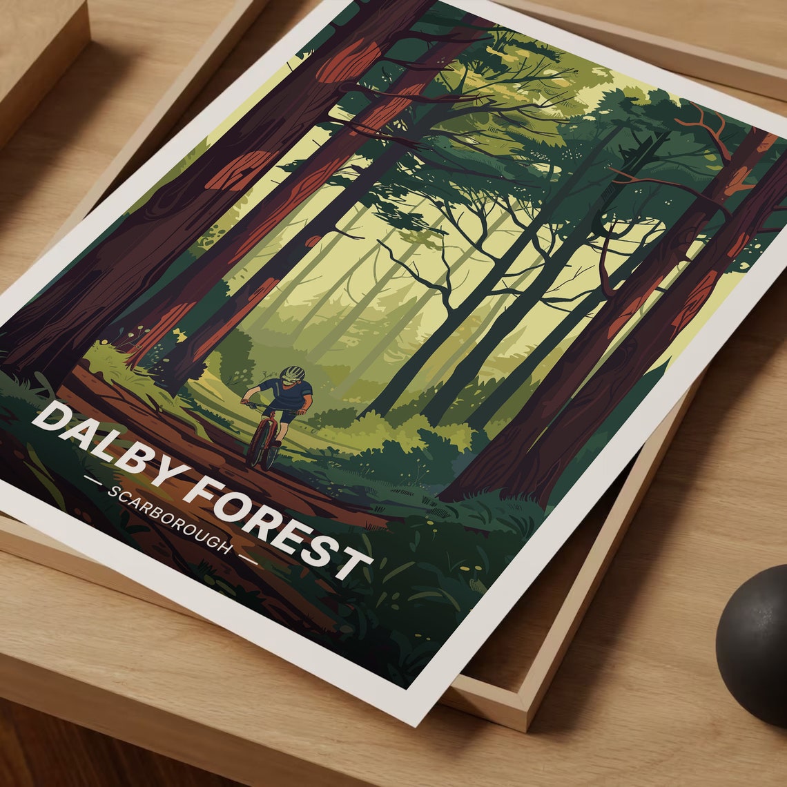 Dalby Forest Scarborough Mountain Biker Woodland Trail Poster - Image 3