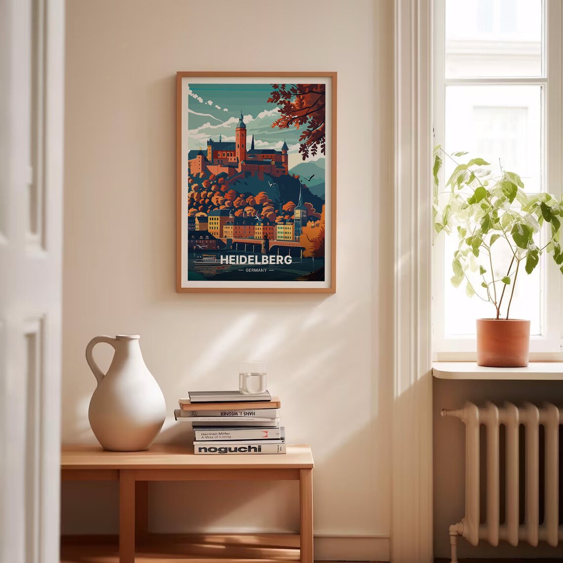 Heidelberg Germany Travel Poster Castle Hill Old Town Bridge Art - Image 4