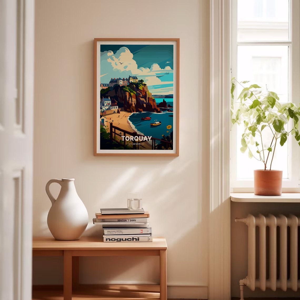 Torquay Devon Cliffside Town Sandy Beach Boats Sunny Bay Poster - Image 4
