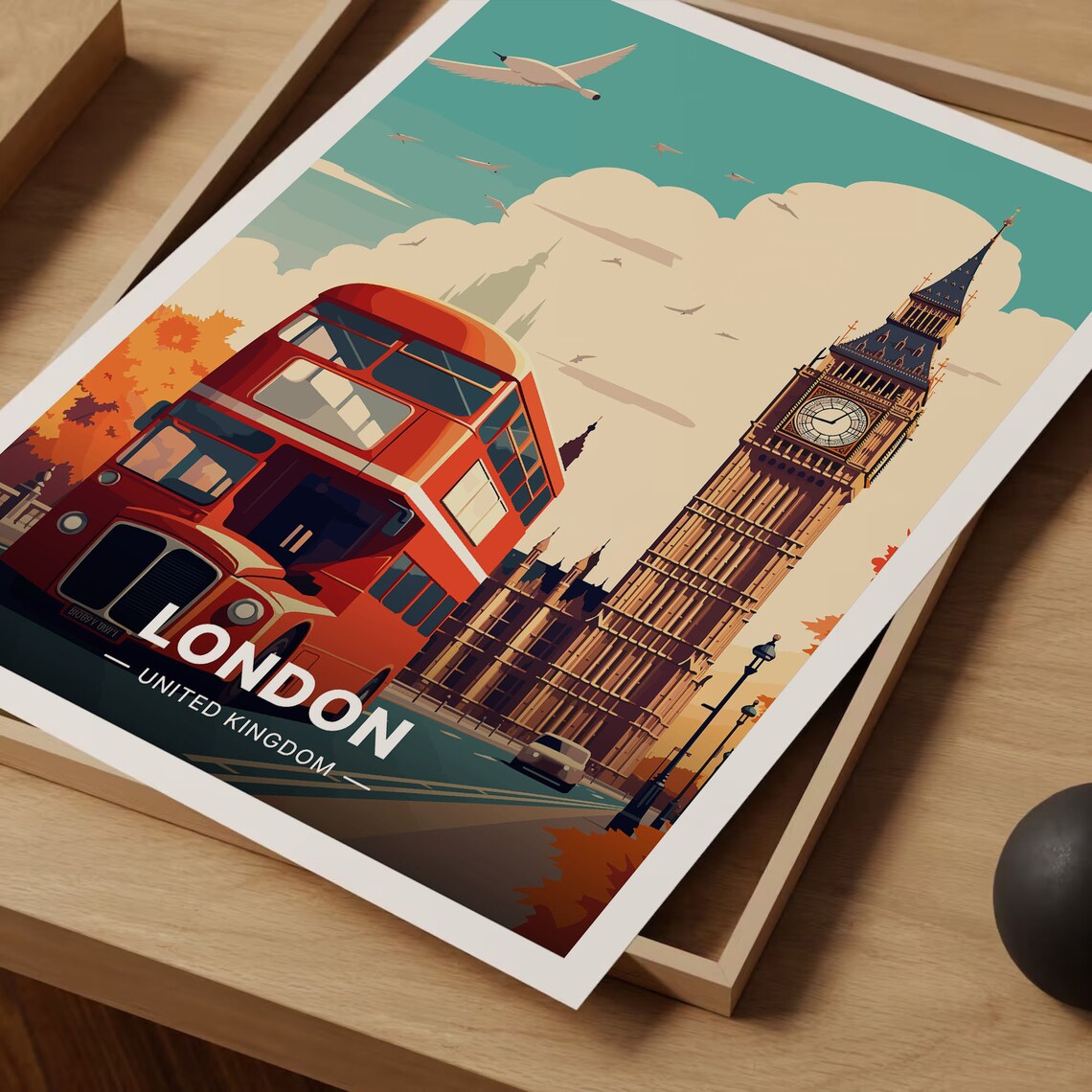 London Travel Poster, Big Ben United Kingdom Decor - Image 3