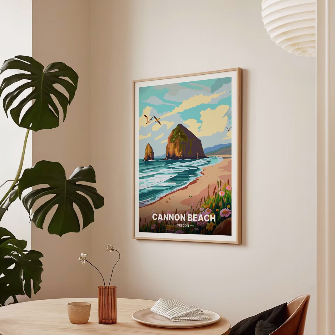 Cannon Beach Oregon Travel Poster, Mid-Century Modern - Image 2