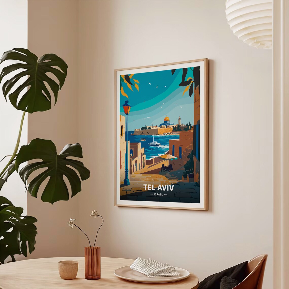 Tel Aviv Travel Poster, Israel Cityscape Art - Image 2
