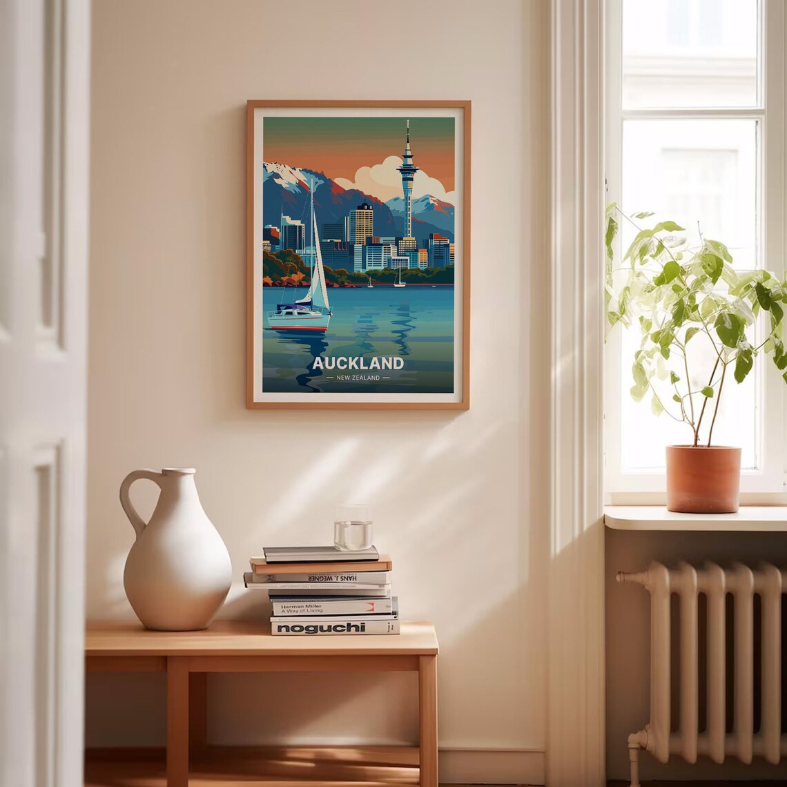 Auckland New Zealand Sky Tower Sparkling Harbor Retro Travel Poster - Image 4