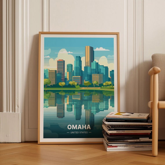Omaha Skyline Evening View Travel Poster