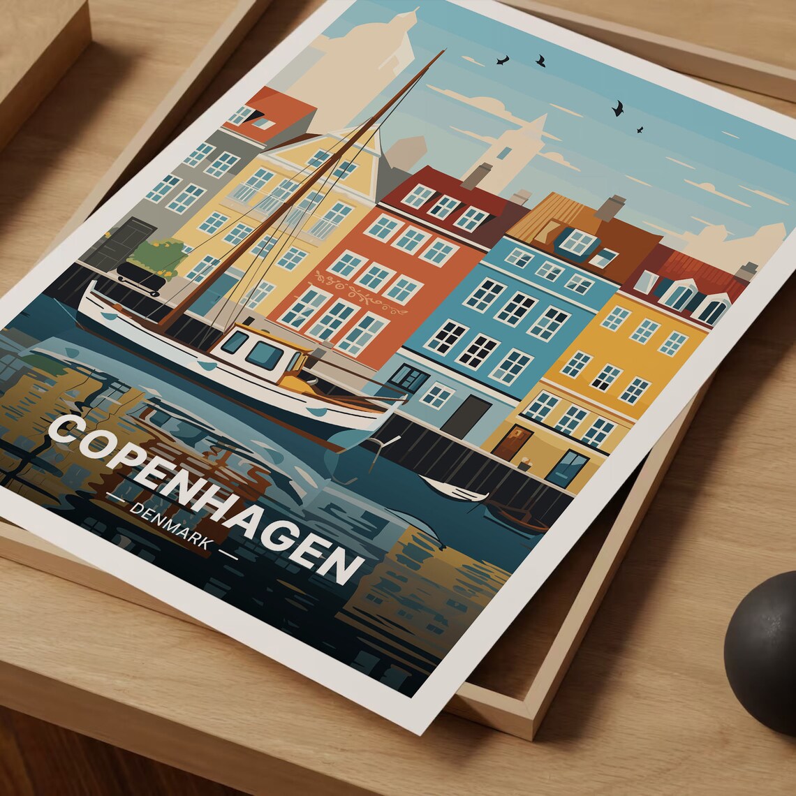 Copenhagen Travel Poster, Denmark Cityscape Art - Image 3
