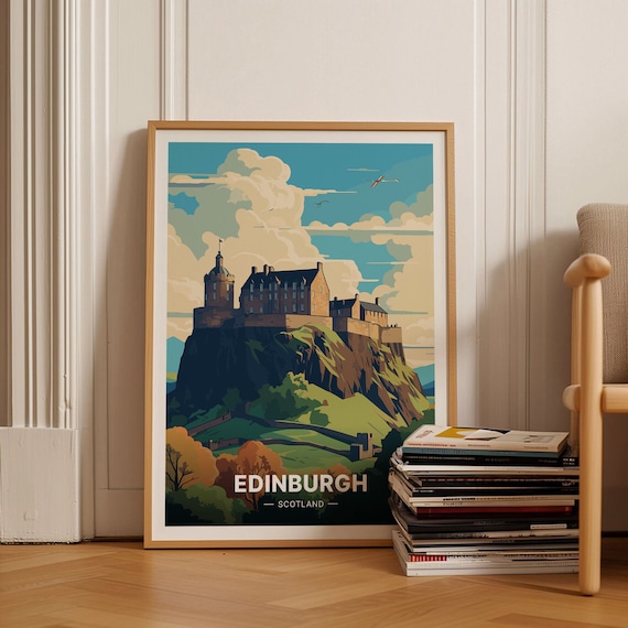 Edinburgh Scotland Castle on the Rock Historic City Travel Poster