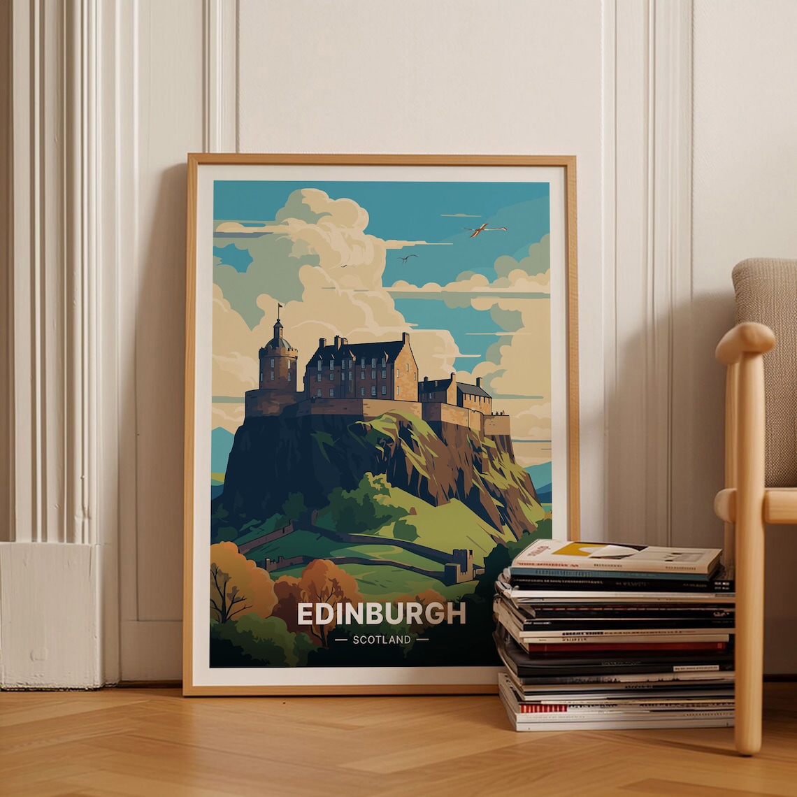Edinburgh Scotland Castle on the Rock Historic City Travel Poster