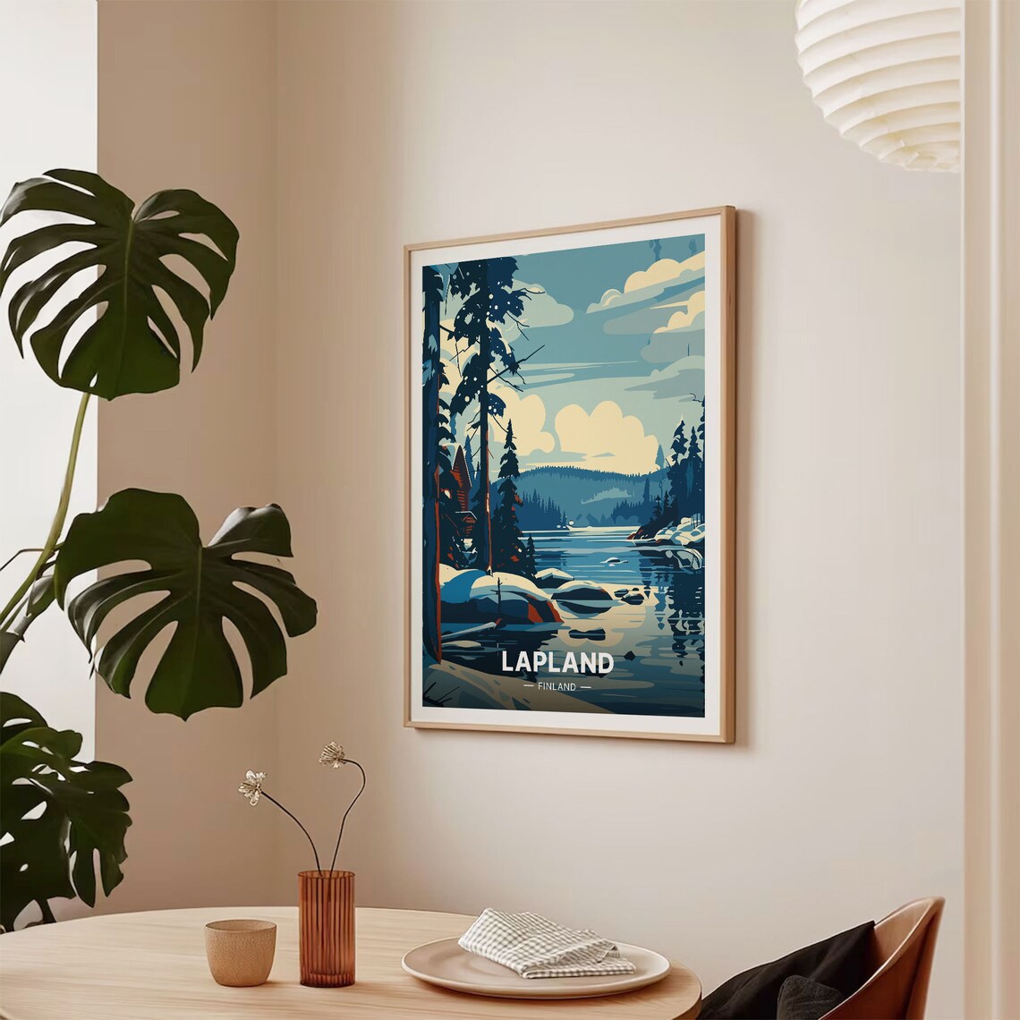 Lapland Finland Snowy Pine Forest Lake Winter Vintage Travel Poster - Image 2