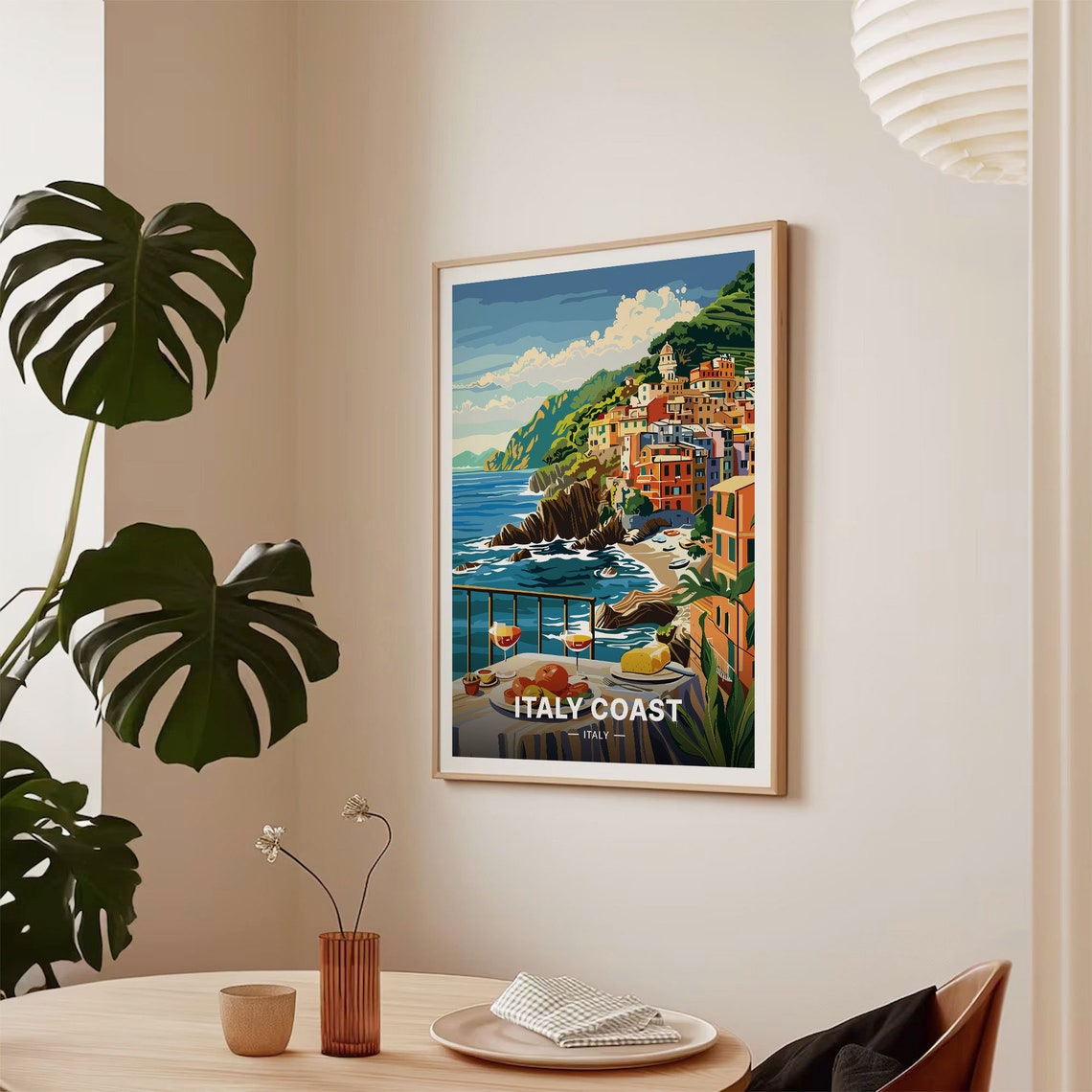 Italy Coast Seaside Village Cliffs Wine Terrace Travel Poster - Image 2