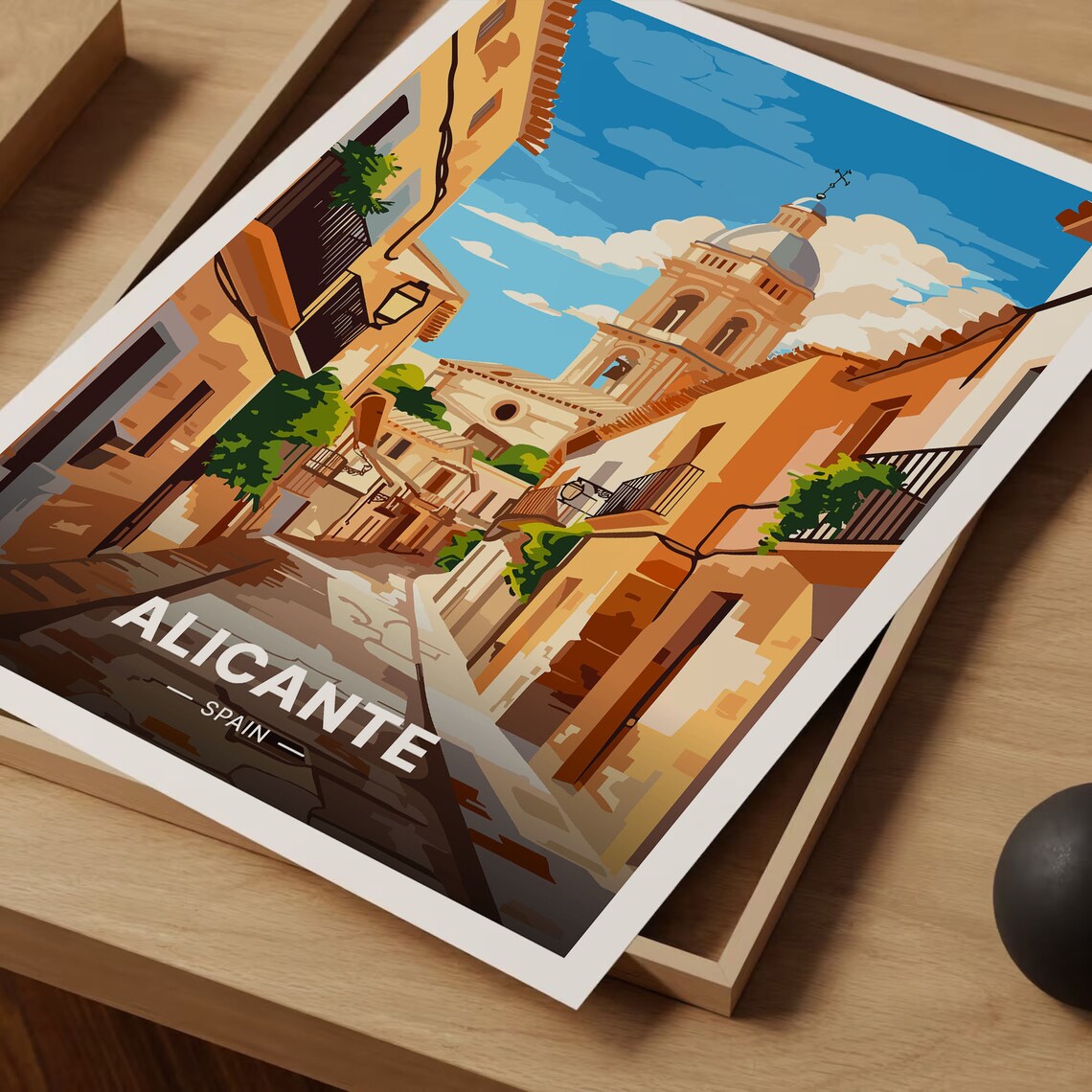Alicante Spain Travel Poster, Scenic Landscape Art Print - Image 3