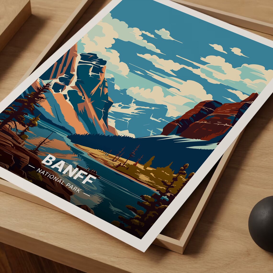 Banff National Park Canada Rocky Mountain Lake Peaks Scenic Travel Poster - Image 3