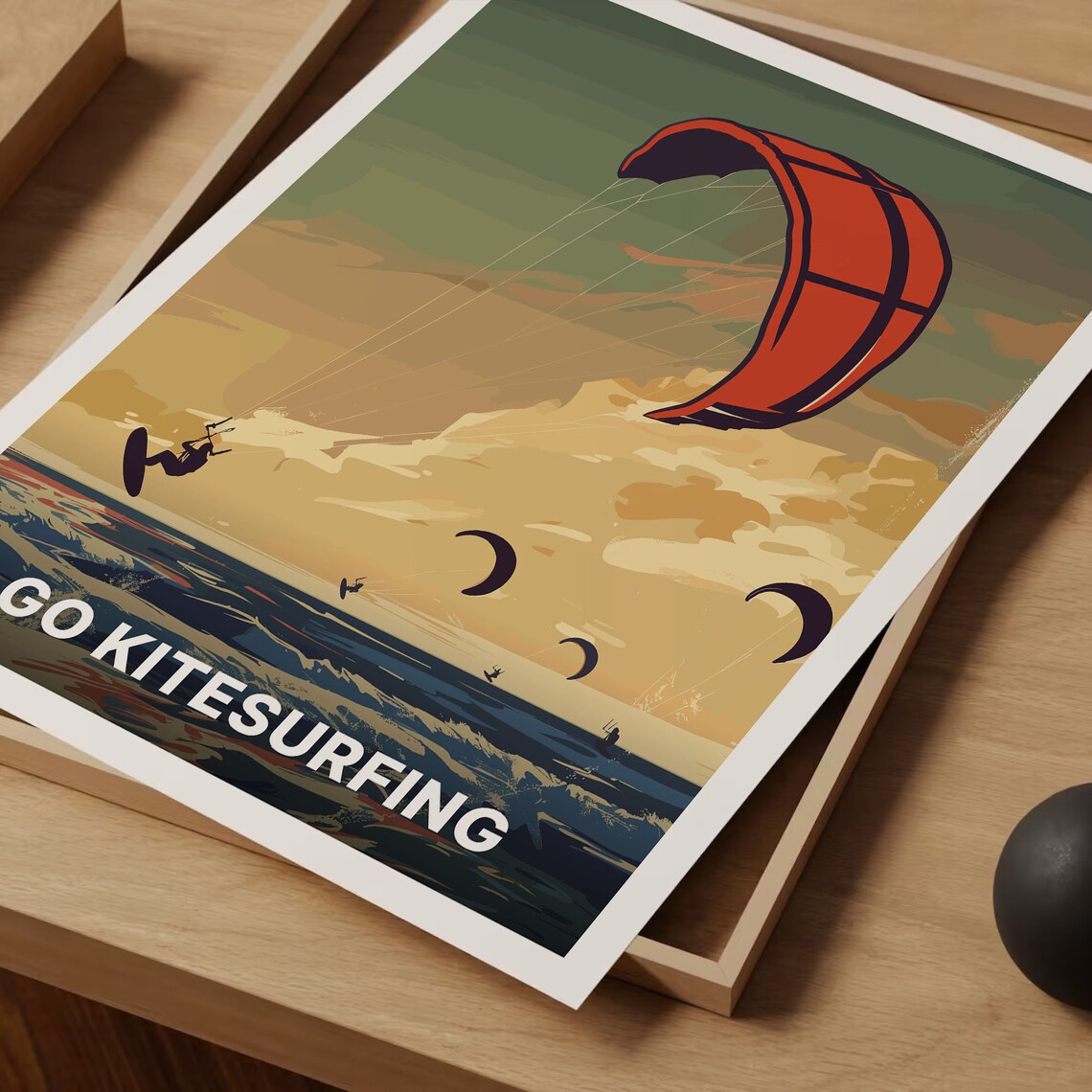 Kitesurfing Adventure Travel Poster, Ocean Beach Decor - Image 3