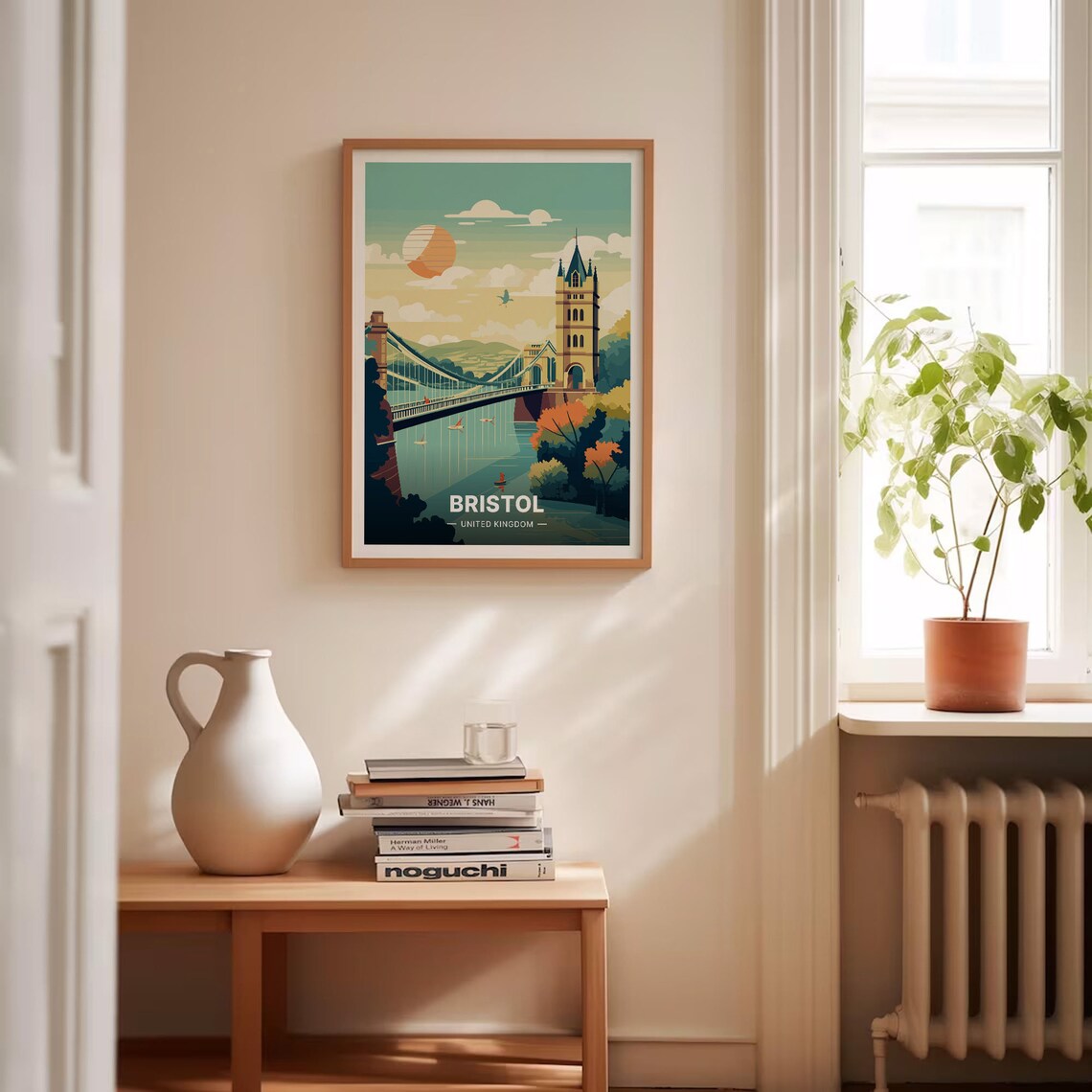 Bristol UK Suspension Bridge Sunset Rowers Harbor Travel Poster - Image 4