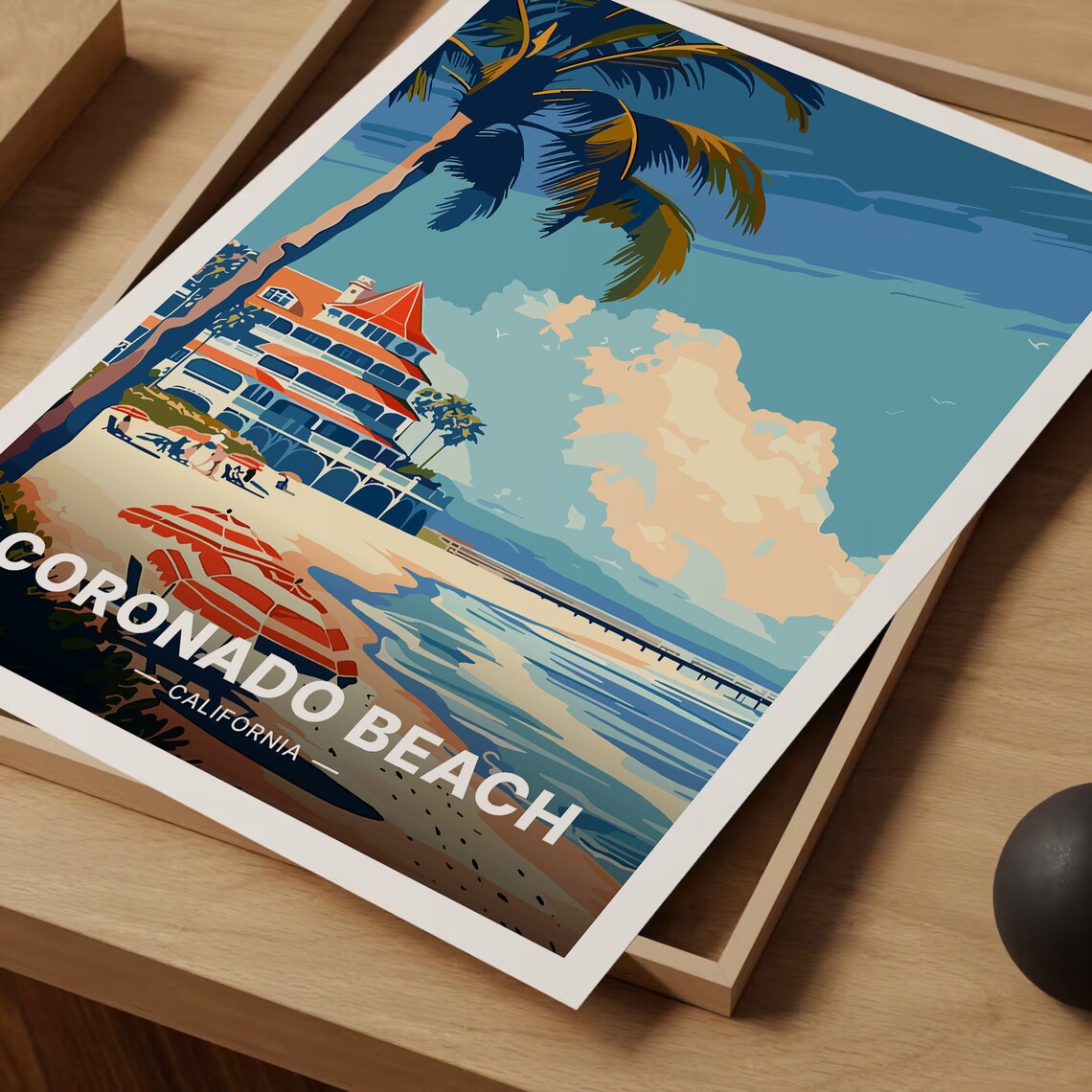 Coronado Beach Travel Poster, California Coastal Art Print - Image 3