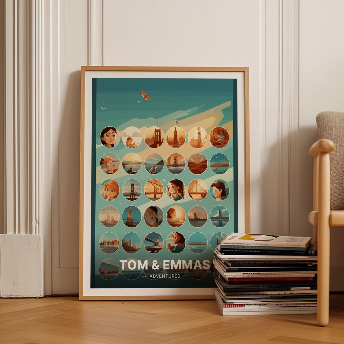 Tom and Emmas Adventures Custom Travel Memory Grid Art Poster
