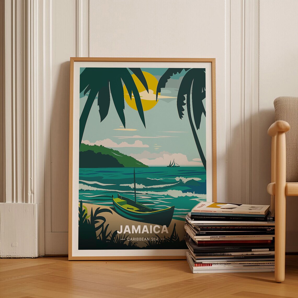Jamaica Retro Travel Poster, Caribbean Destination Decor