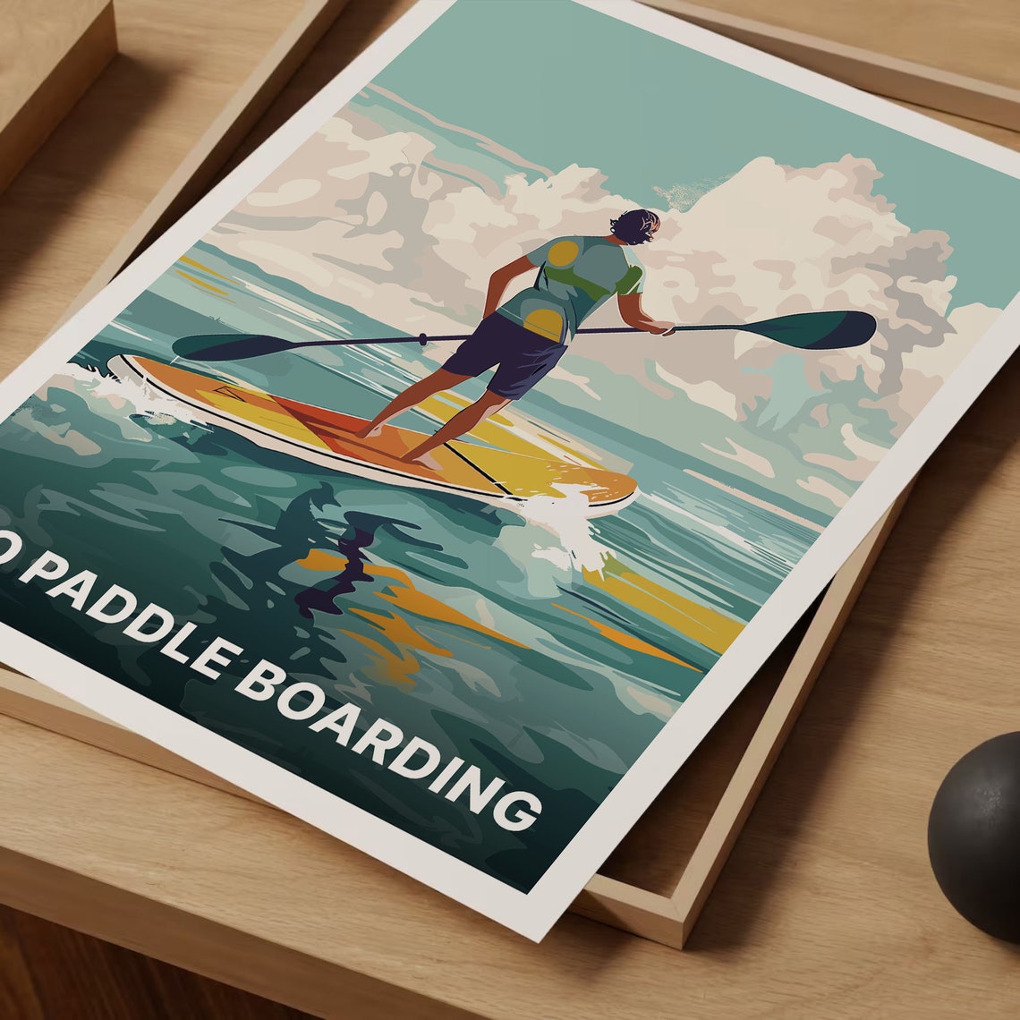 Go Paddleboarding Sunset Paddleboard Ocean Adventure Sports Poster - Image 3