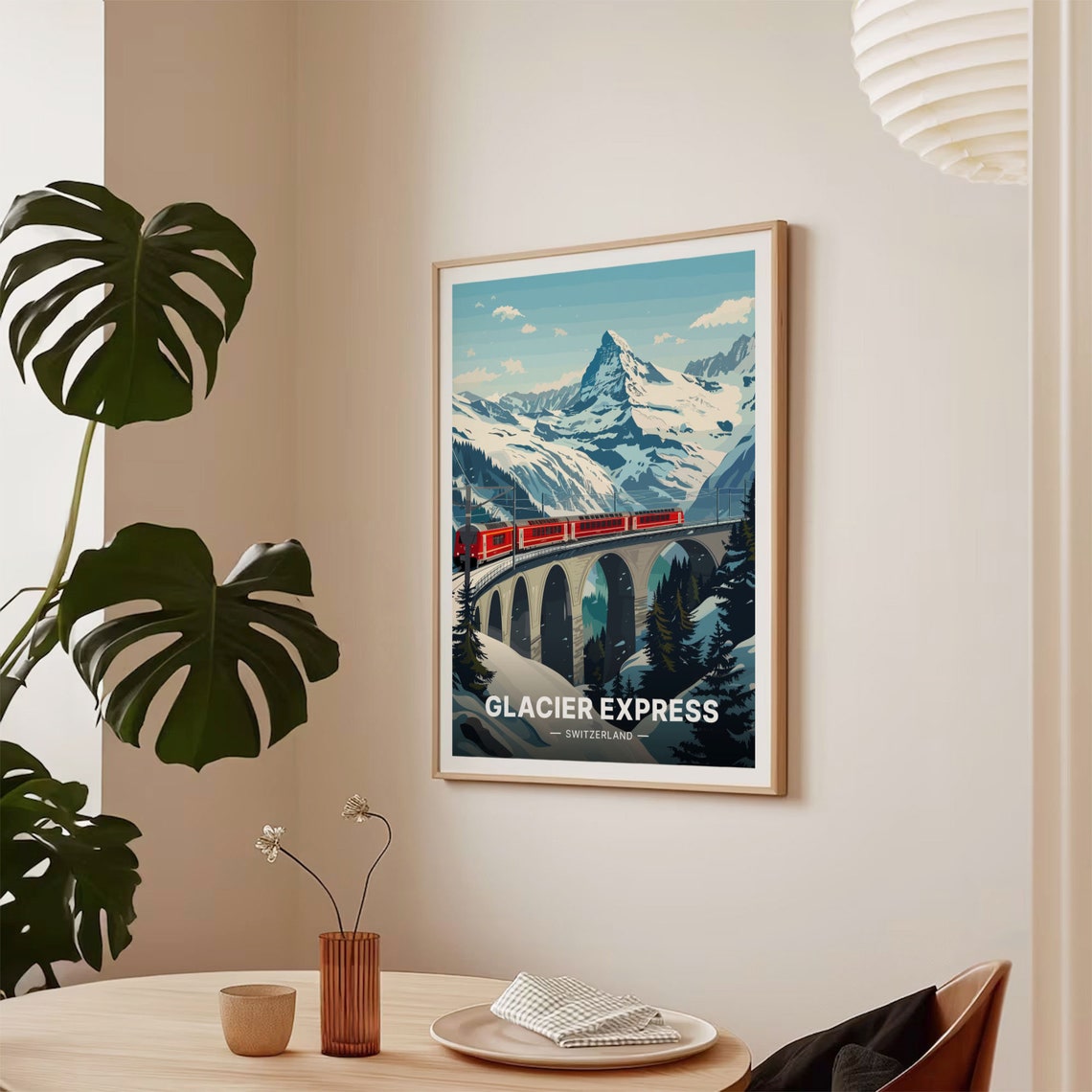 Glacier Express Switzerland Red Train Bridge Matterhorn Travel Poster - Image 2