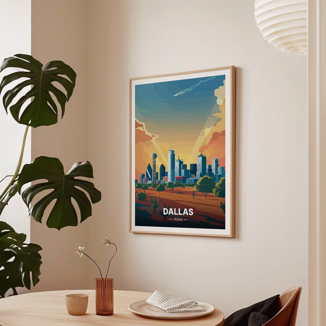 Dallas Skyline Travel Poster, Texas Cityscape - Image 2