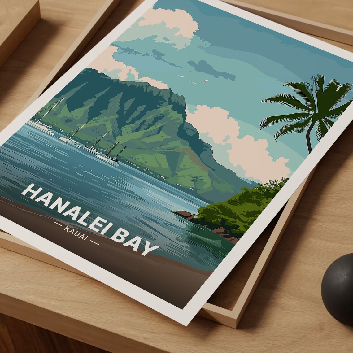 Hanalei Bay Kauai Travel Poster, Hawaiian Island Art - Image 3