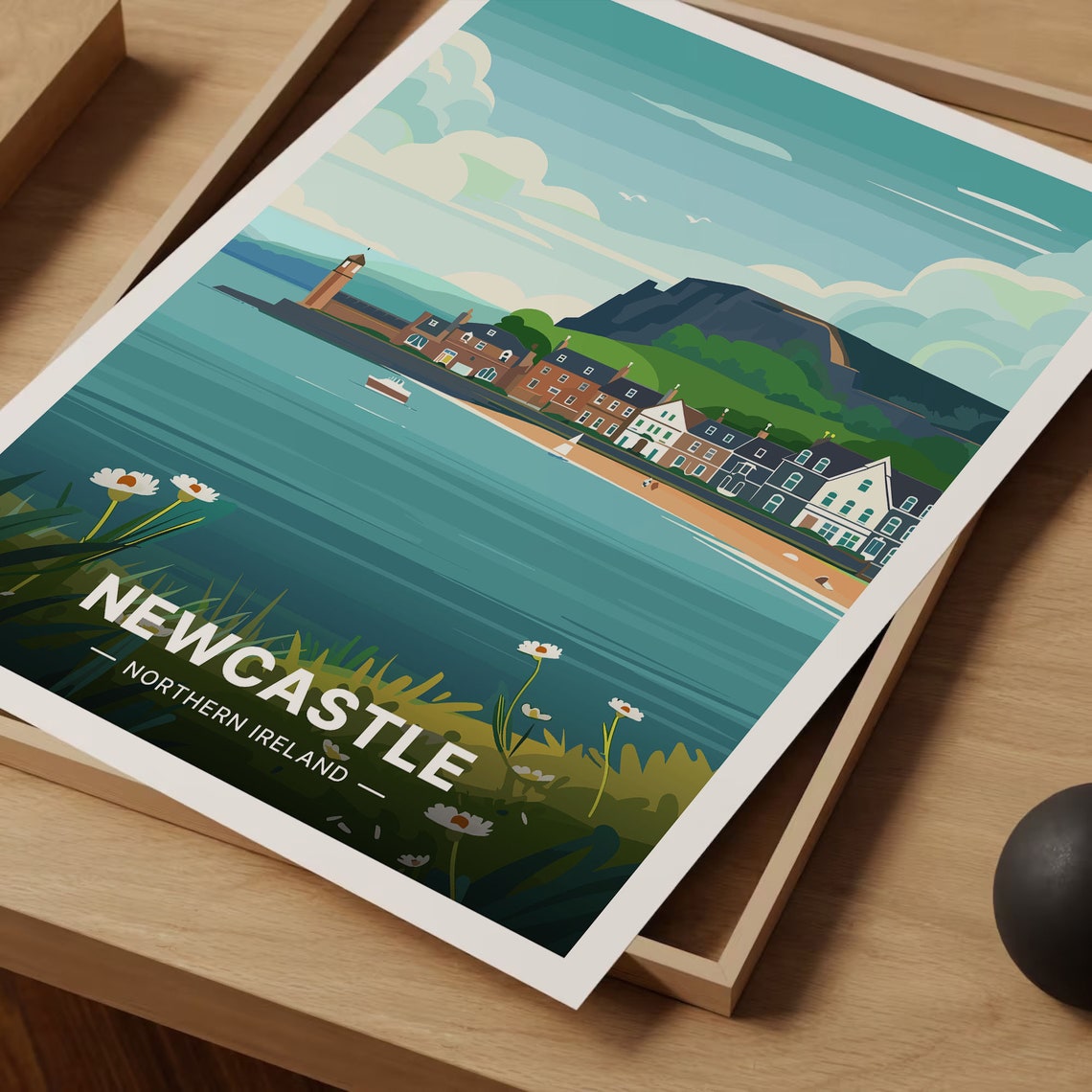 Newcastle County Down Northern Ireland Harbor Town Travel Poster - Image 3