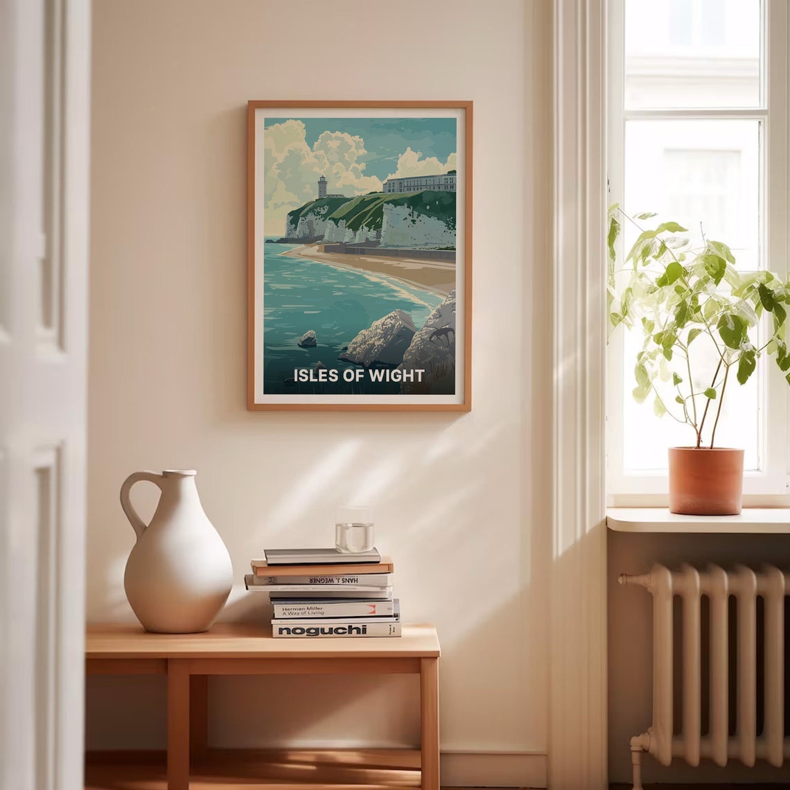 Isle of Wight Poster White Cliffs Lighthouse Beach Seaside Retro Art - Image 4