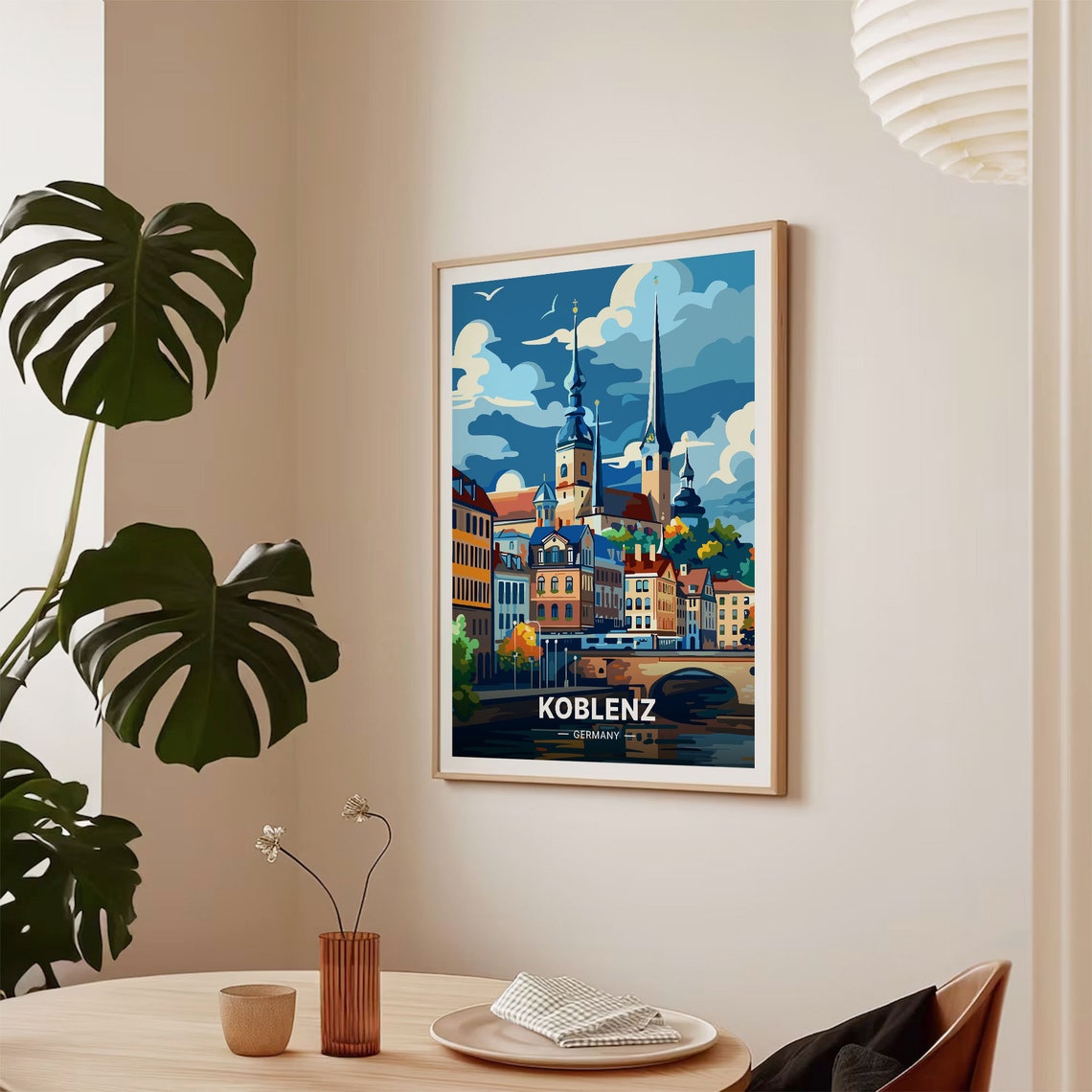Koblenz Germany Travel Poster River City Spires Historic Skyline Art - Image 2