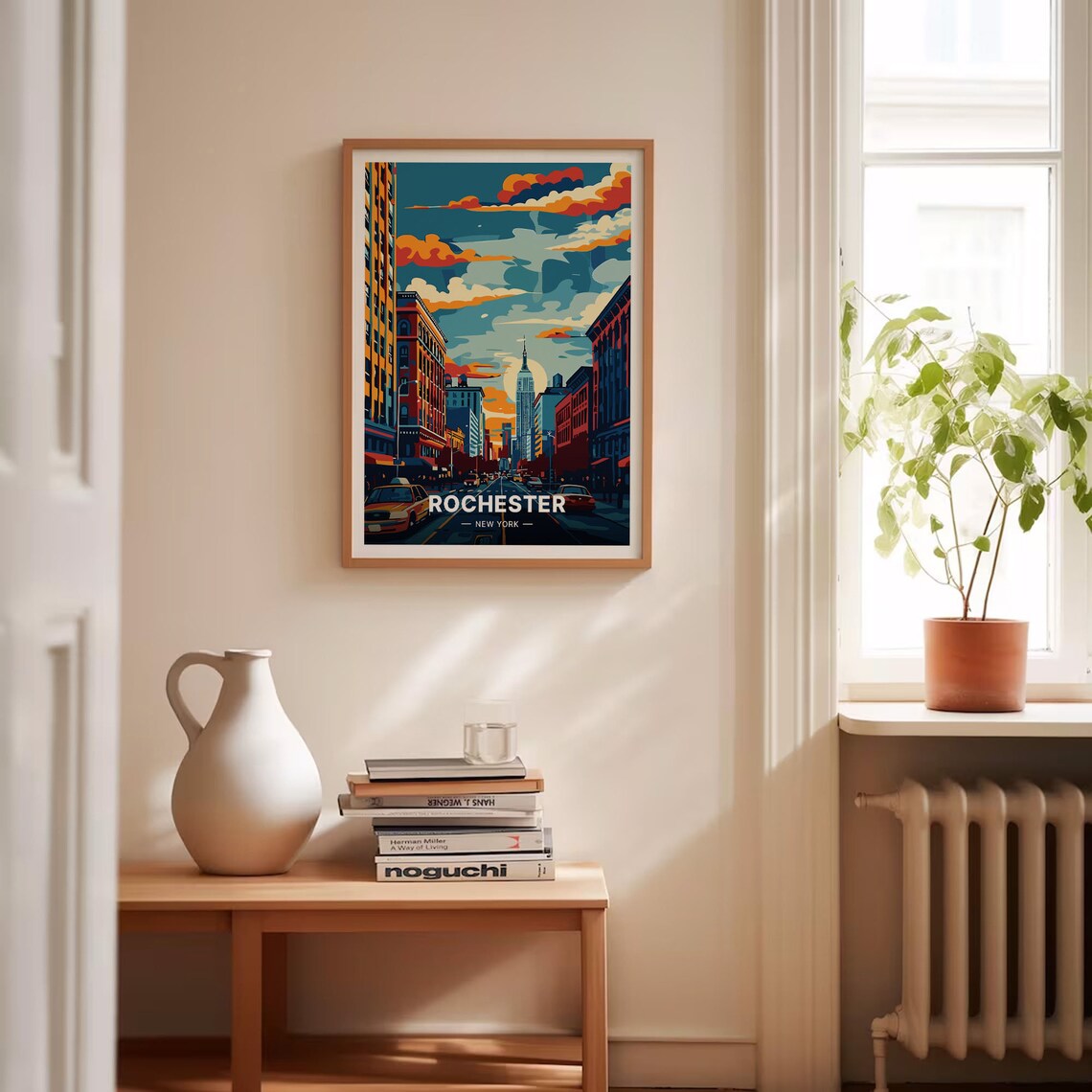 Rochester Skyline Travel Poster, New York Cityscape - Image 4