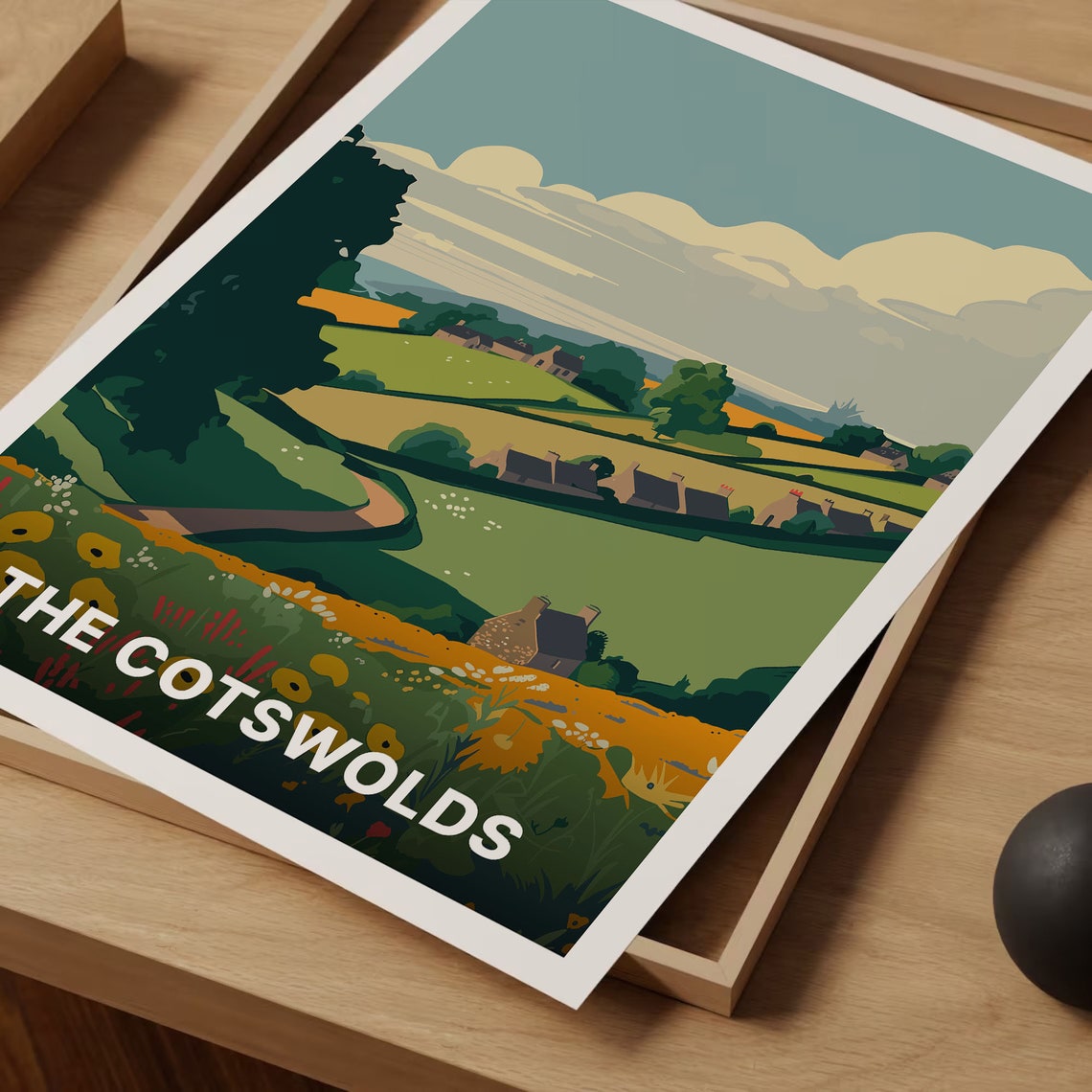 The Cotswolds England Rolling Hills Stone Cottages Countryside Poster - Image 3