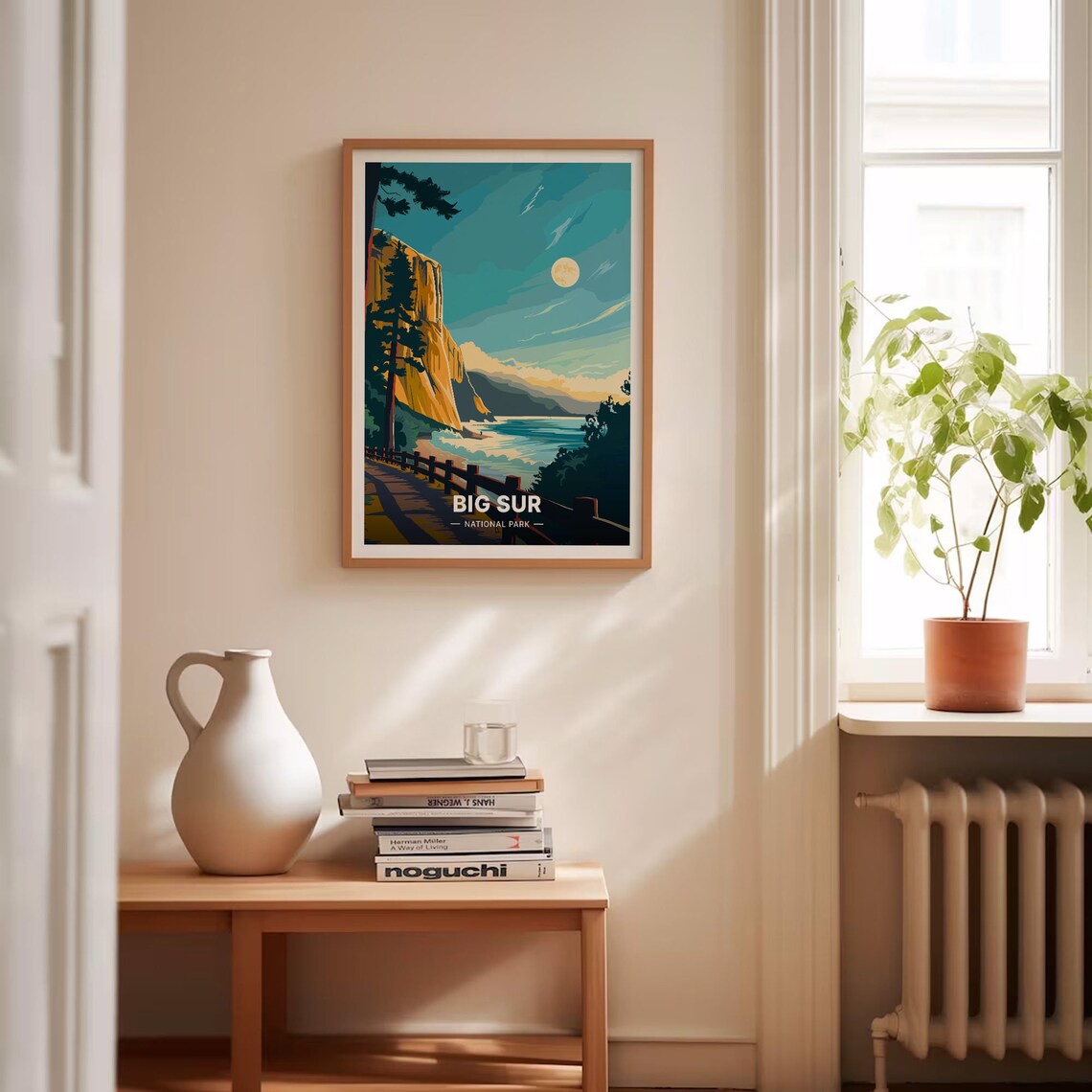 Big Sur California Vintage Travel Poster Golden Coastal Cliffs Art - Image 4