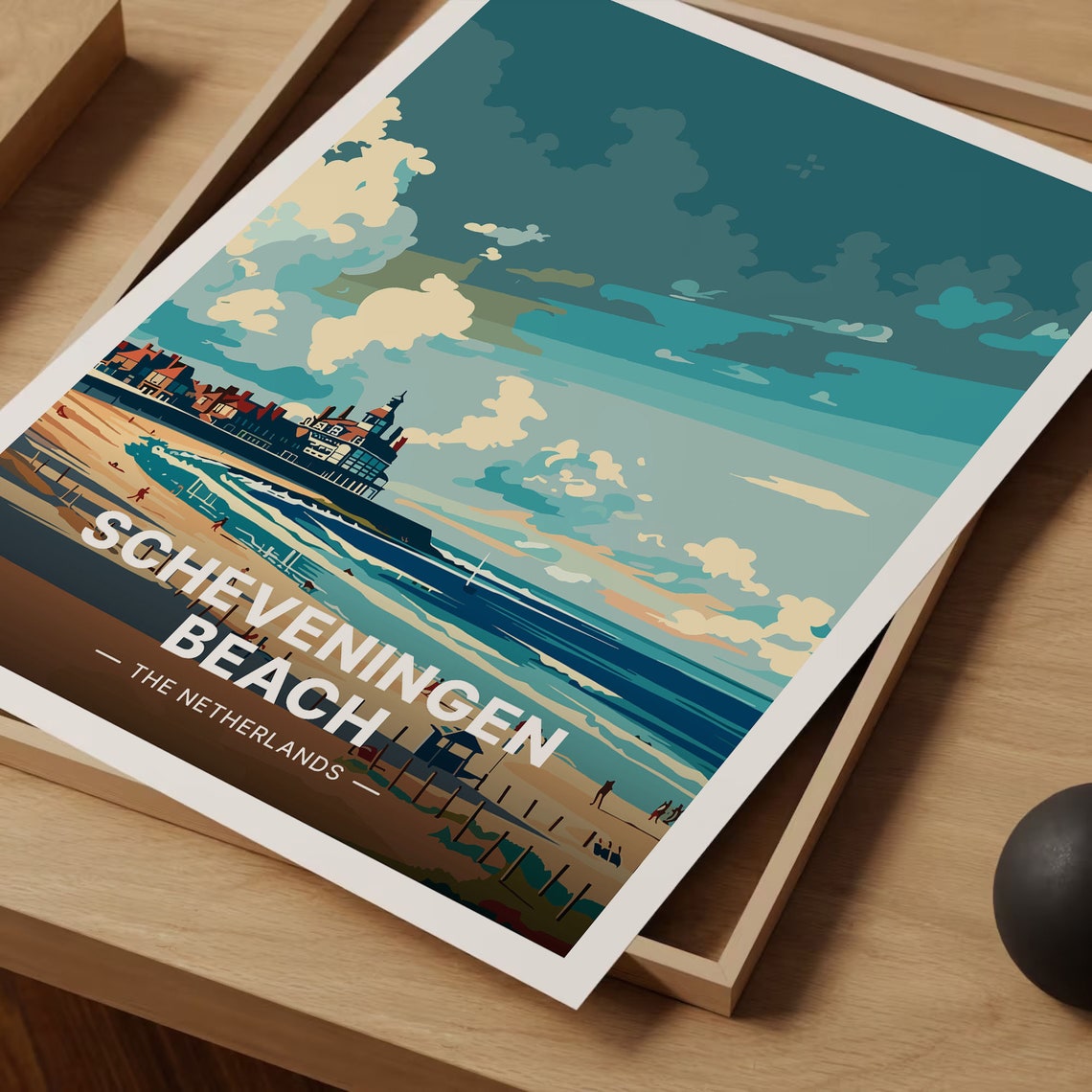 Scheveningen Beach Netherlands Grand Hotel Sea View Travel Poster - Image 3