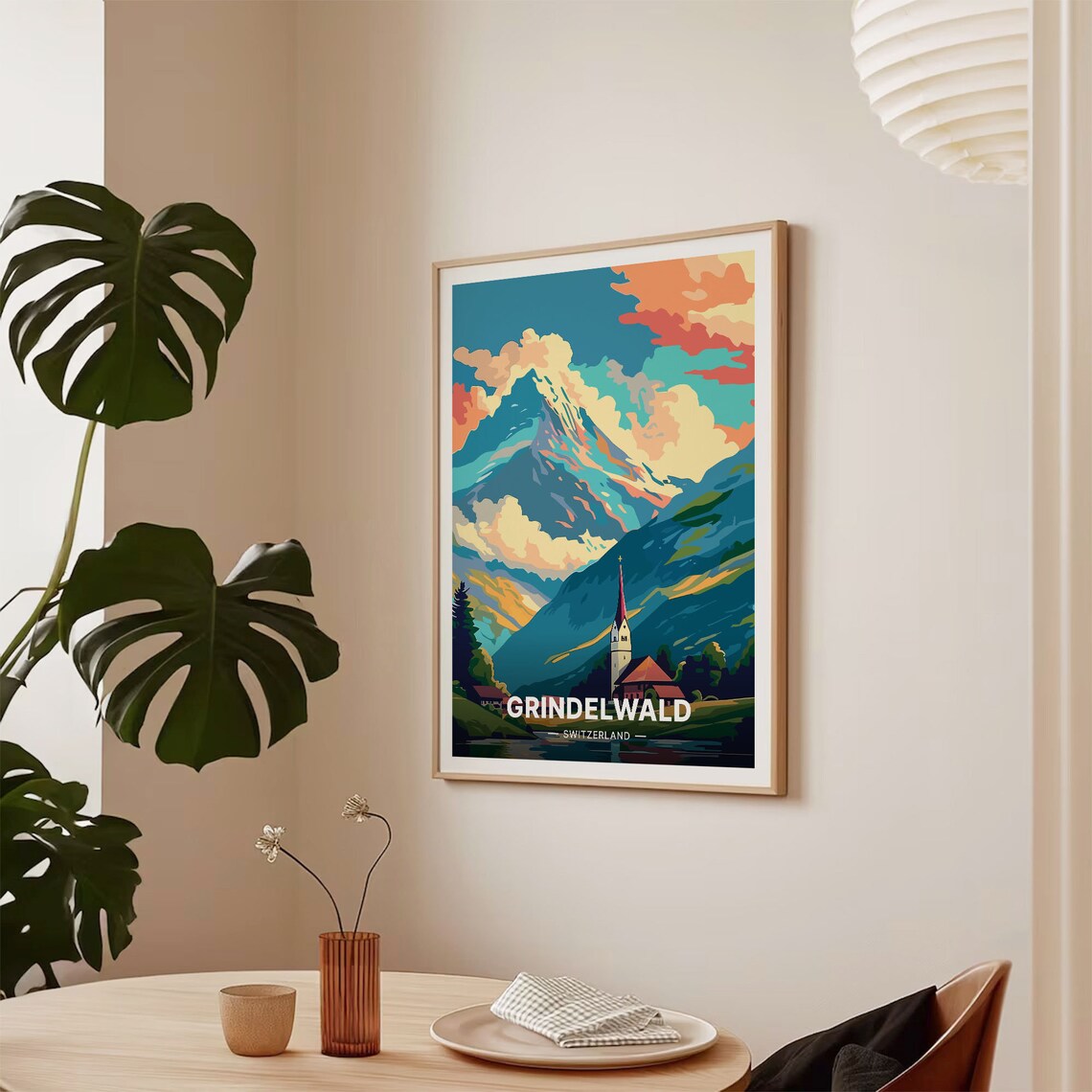 Switzerland Grindelwald Travel Poster, Swiss Alps - Image 2