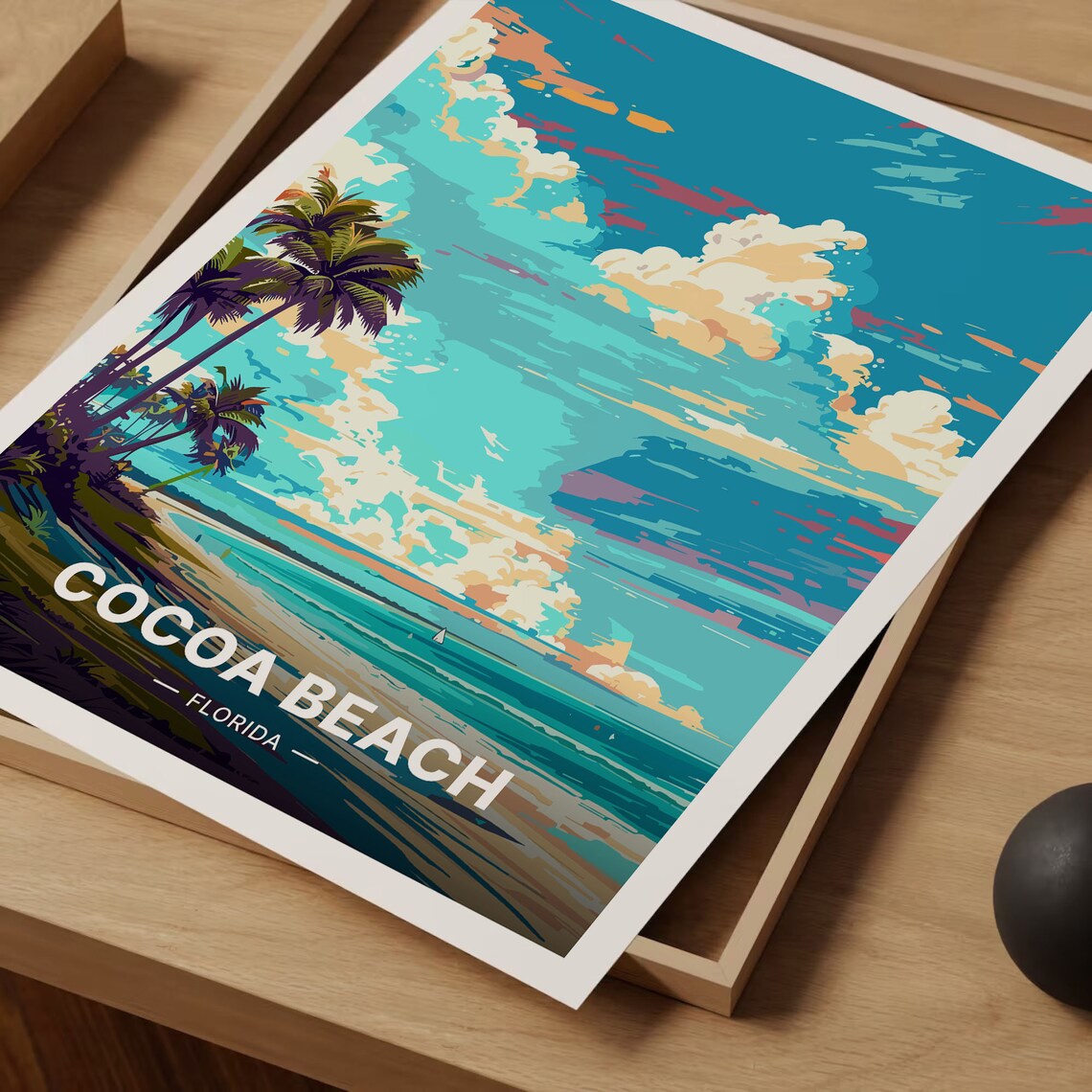 Cocoa Beach Travel Poster, Florida Coastal Art - Image 3