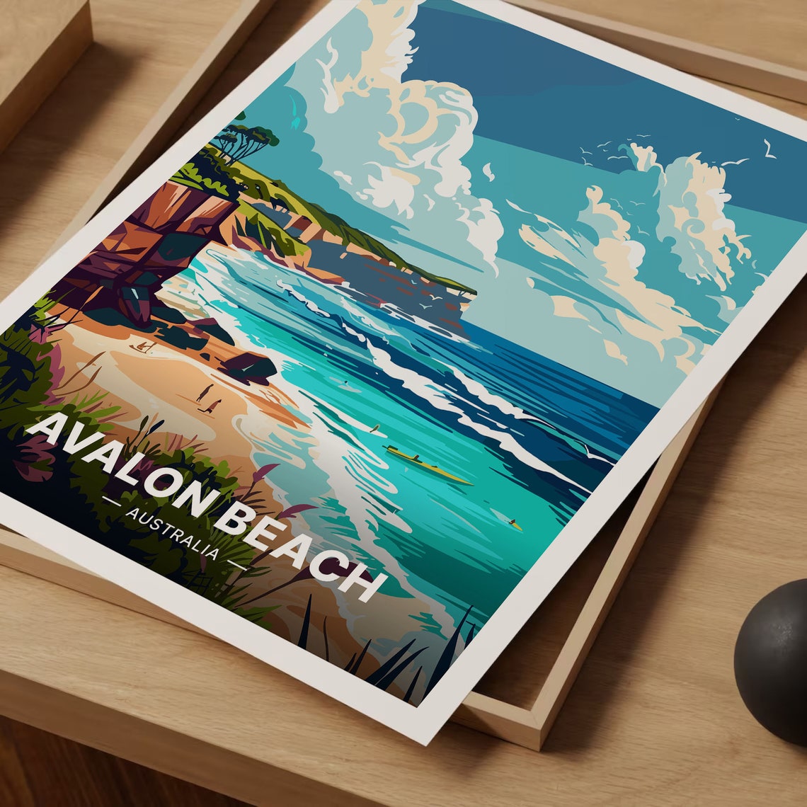 Avalon Beach Australia Surf Break Headland Ocean Wave Poster - Image 3