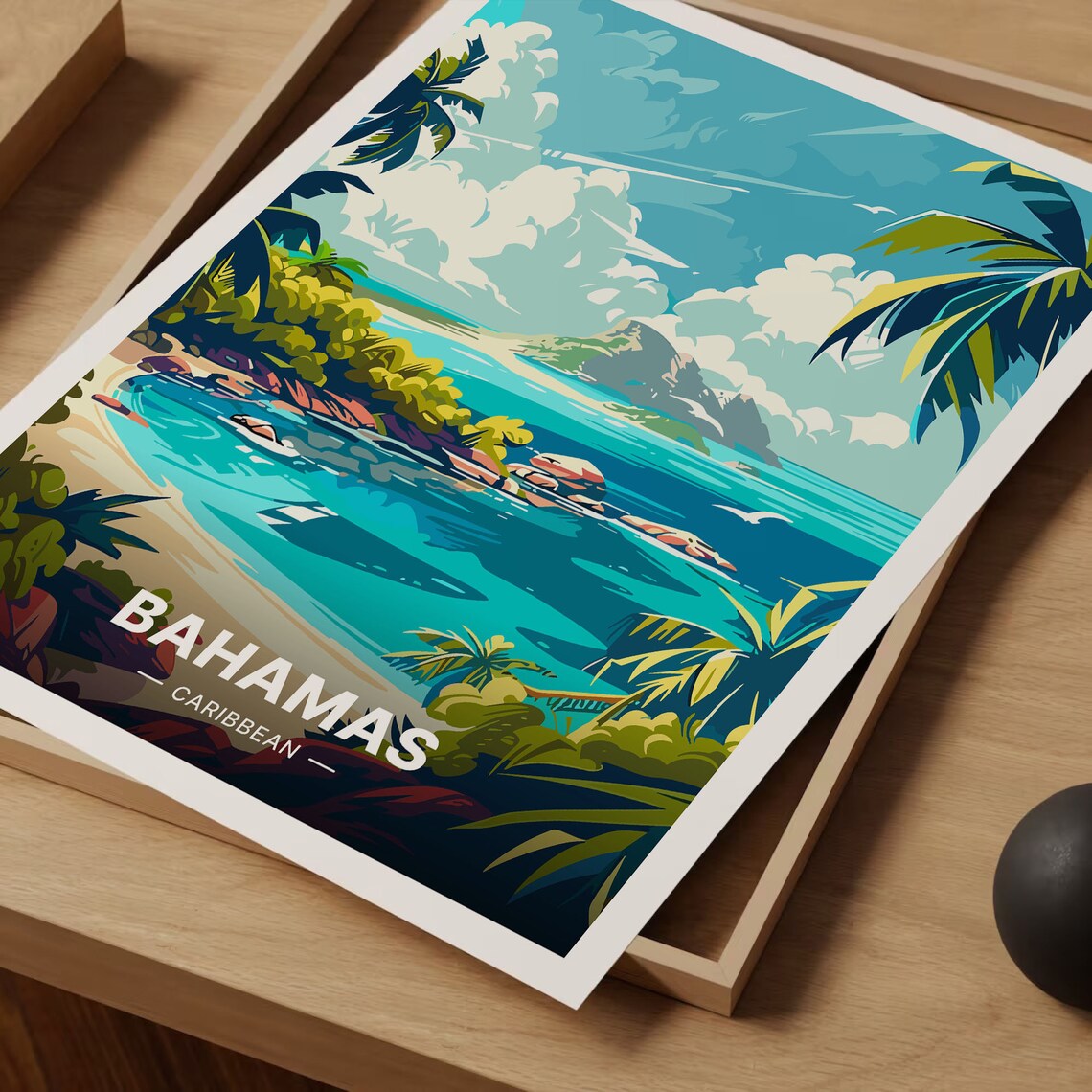 Bahamas Travel Poster, Caribbean Beach Art Print - Image 3