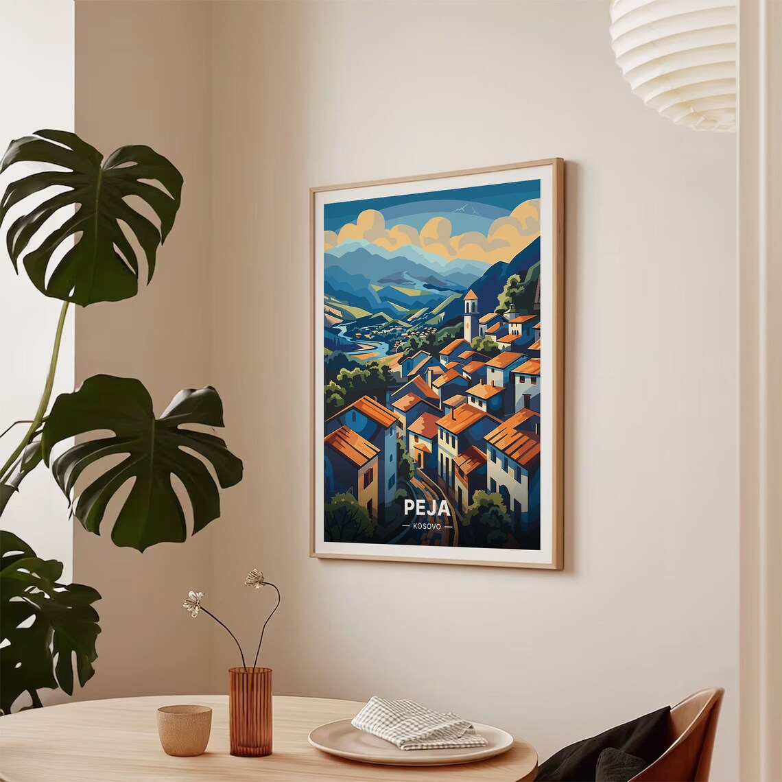 Peja Kosovo Cityscape Travel Poster, City View - Image 2