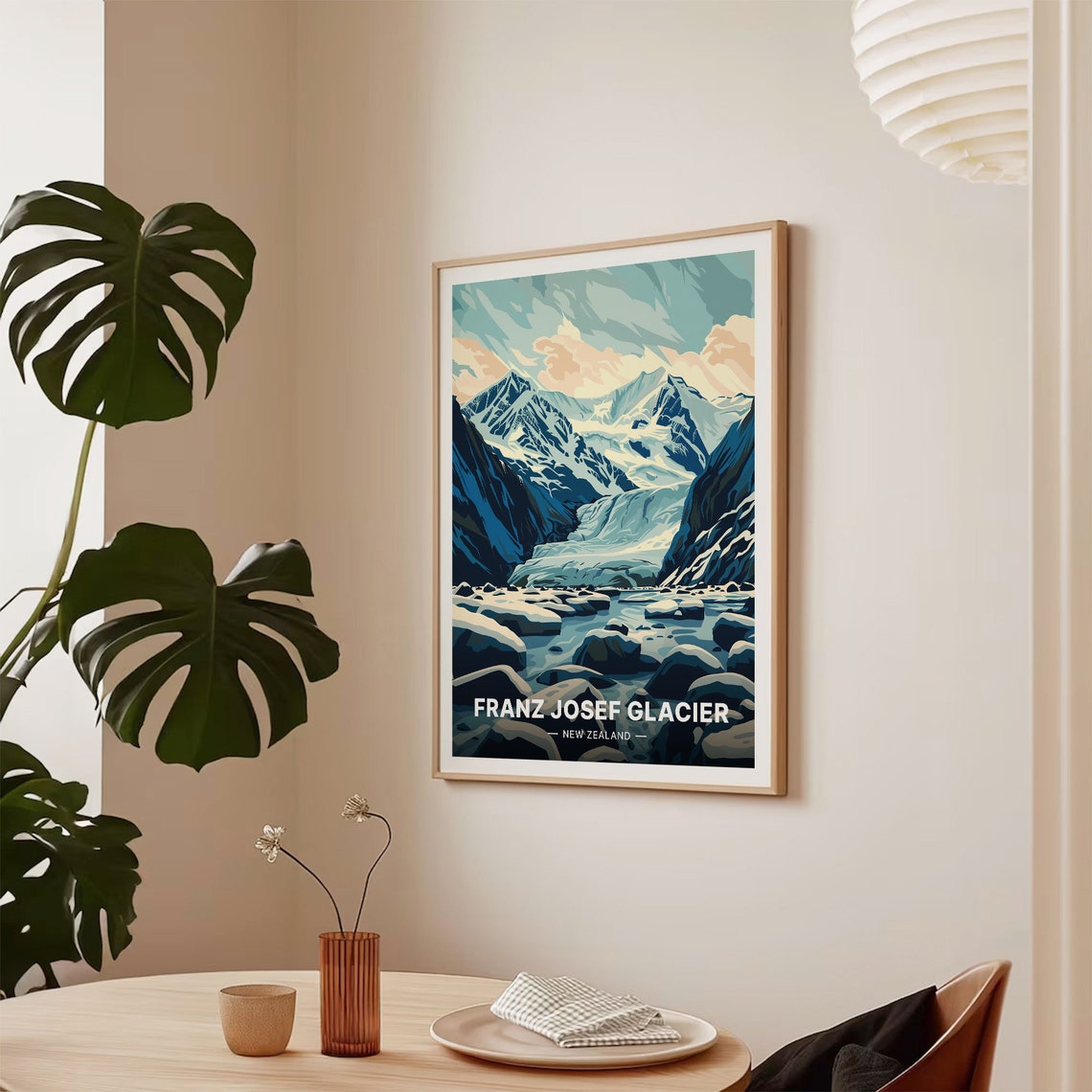 Franz Josef Glacier New Zealand Snowy Alpine Valley Travel Poster - Image 2