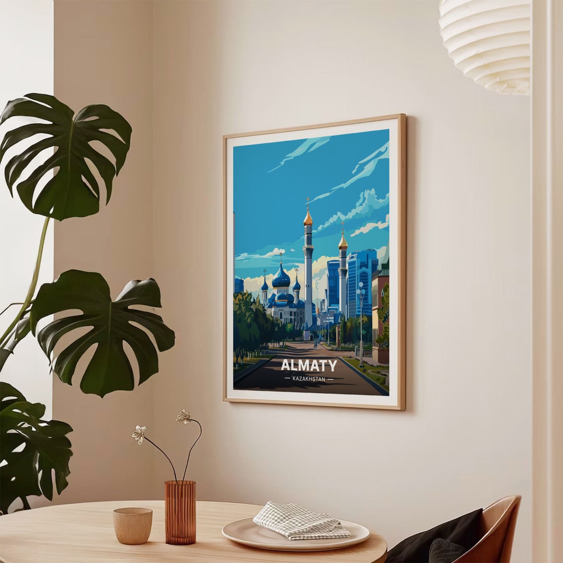 Almaty Kazakhstan City Skyline Blue Domes Travel Art Decor Poster - Image 2