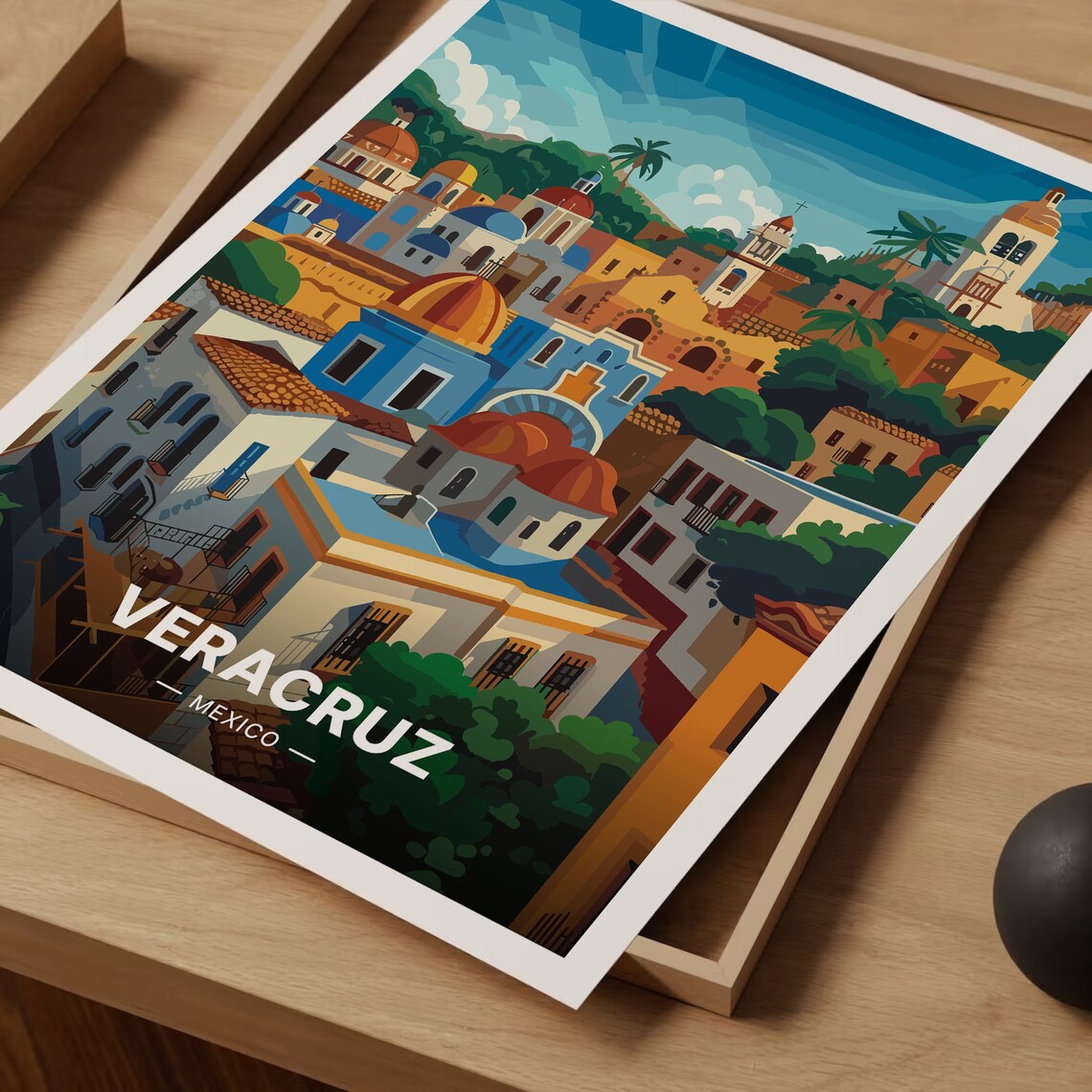 Veracruz Travel Poster, Mexico Cityscape Art - Image 3