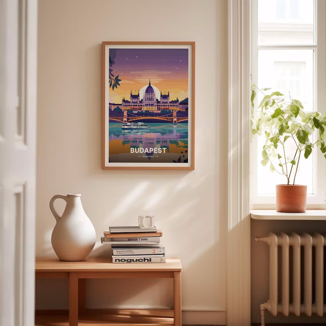 Budapest Hungary Parliament Building River Sunset Travel Poster Art - Image 4