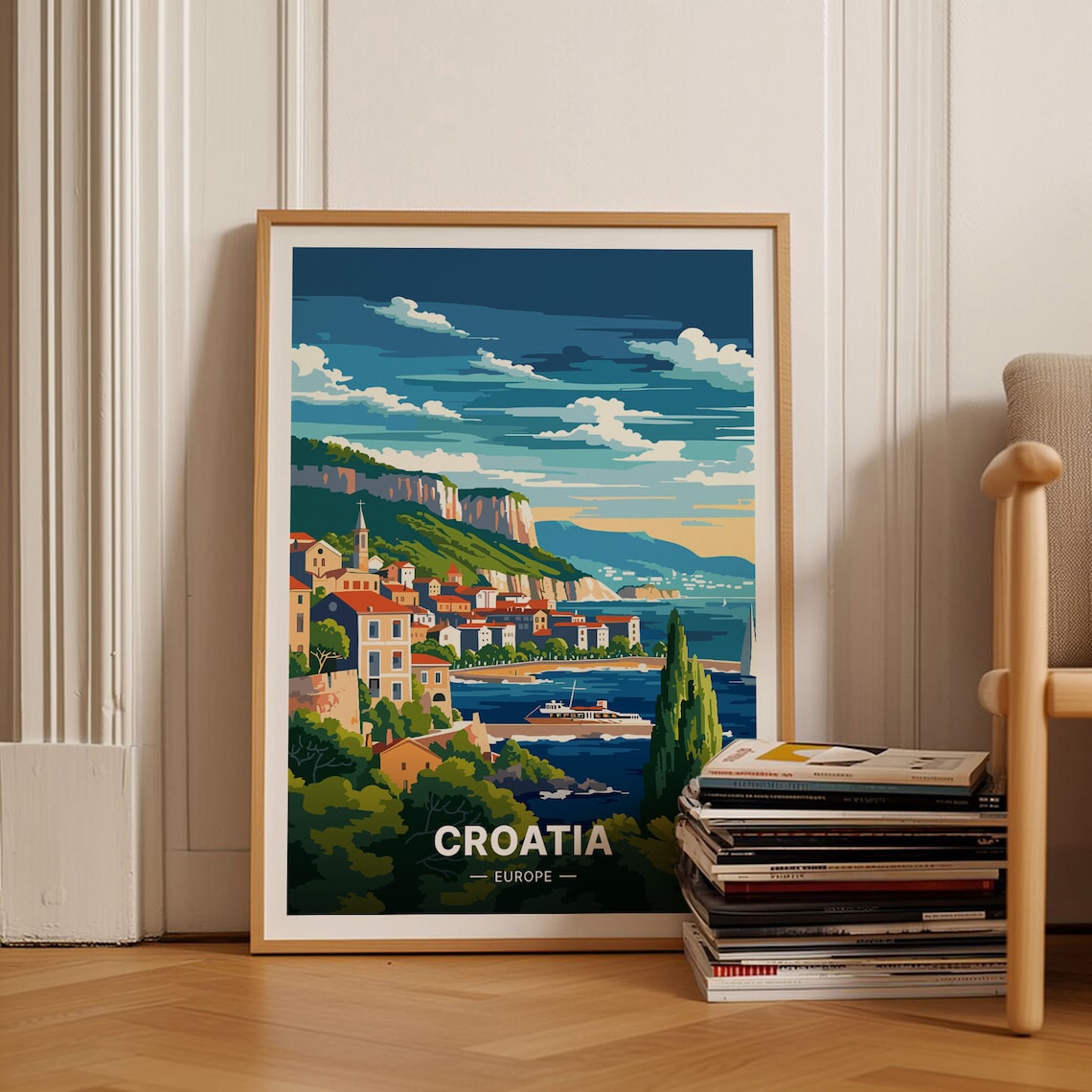 Croatia Travel Poster, Scenic Europe Wall Art