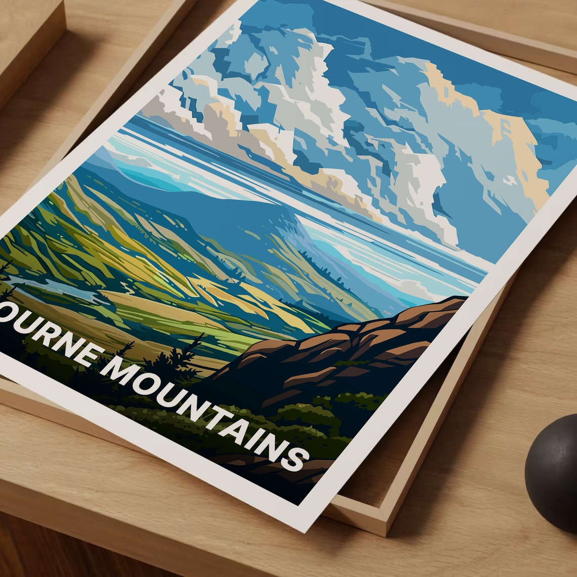 Mourne Mountains Green Valley Peaks Landscape Vintage Travel Poster - Image 3