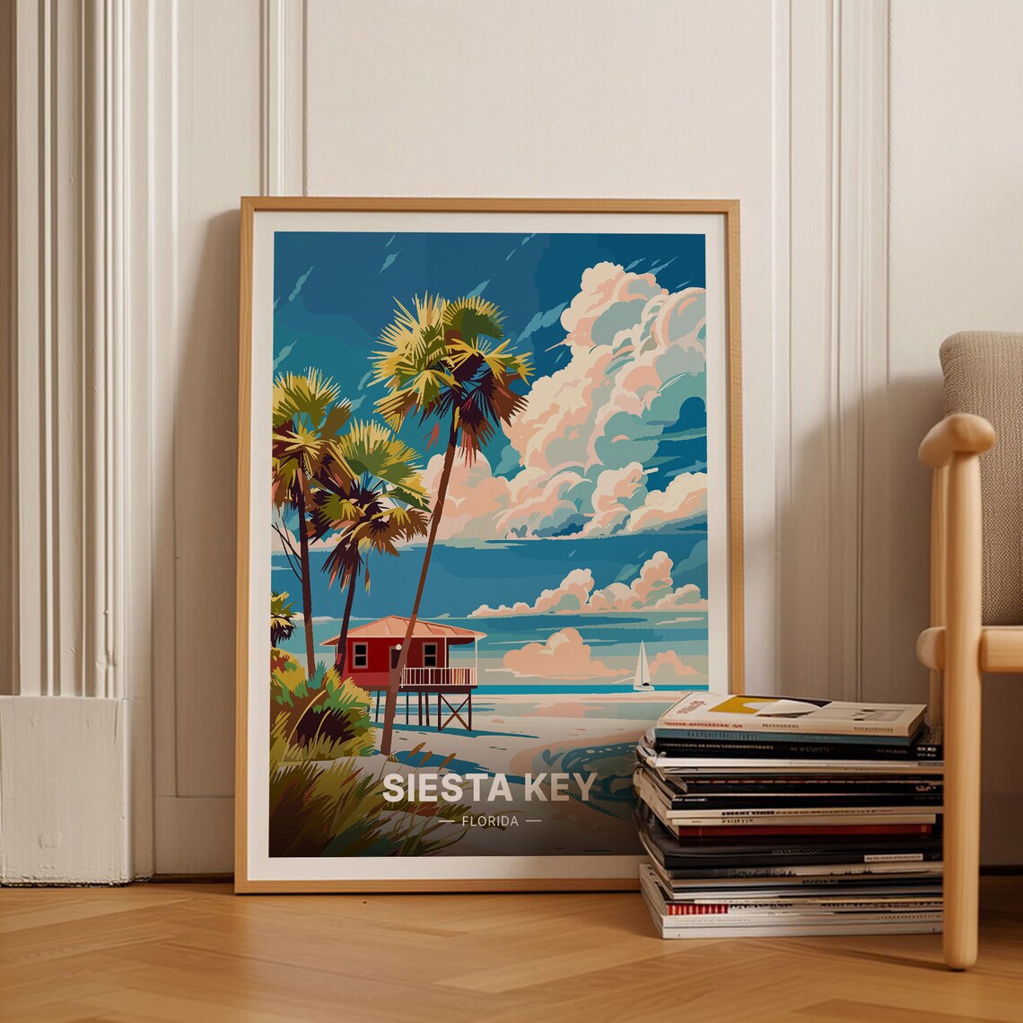 Siesta Key Travel Poster, Florida Beach Wall Art