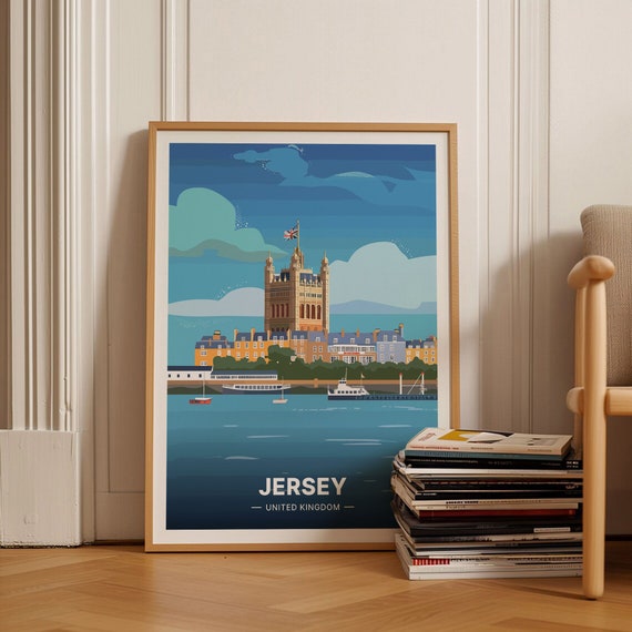Jersey Travel Poster Saint Helier And Gorey Harbour Art Channel Islands Wall Decor For Home And Office C20 1365