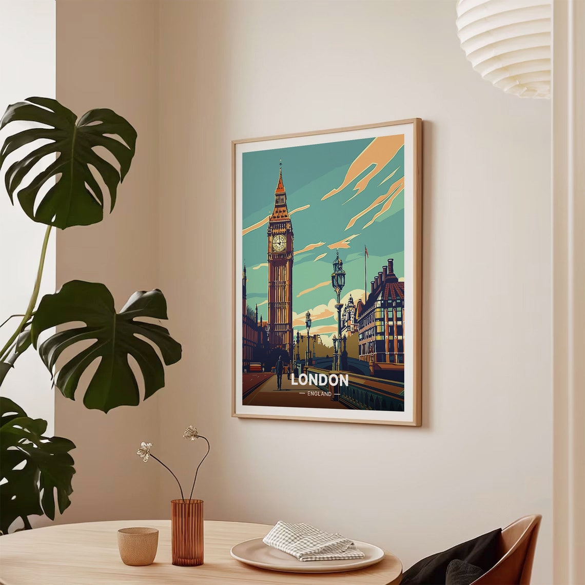 London Big Ben Clock Tower Westminster Bridge Street Travel Poster - Image 2